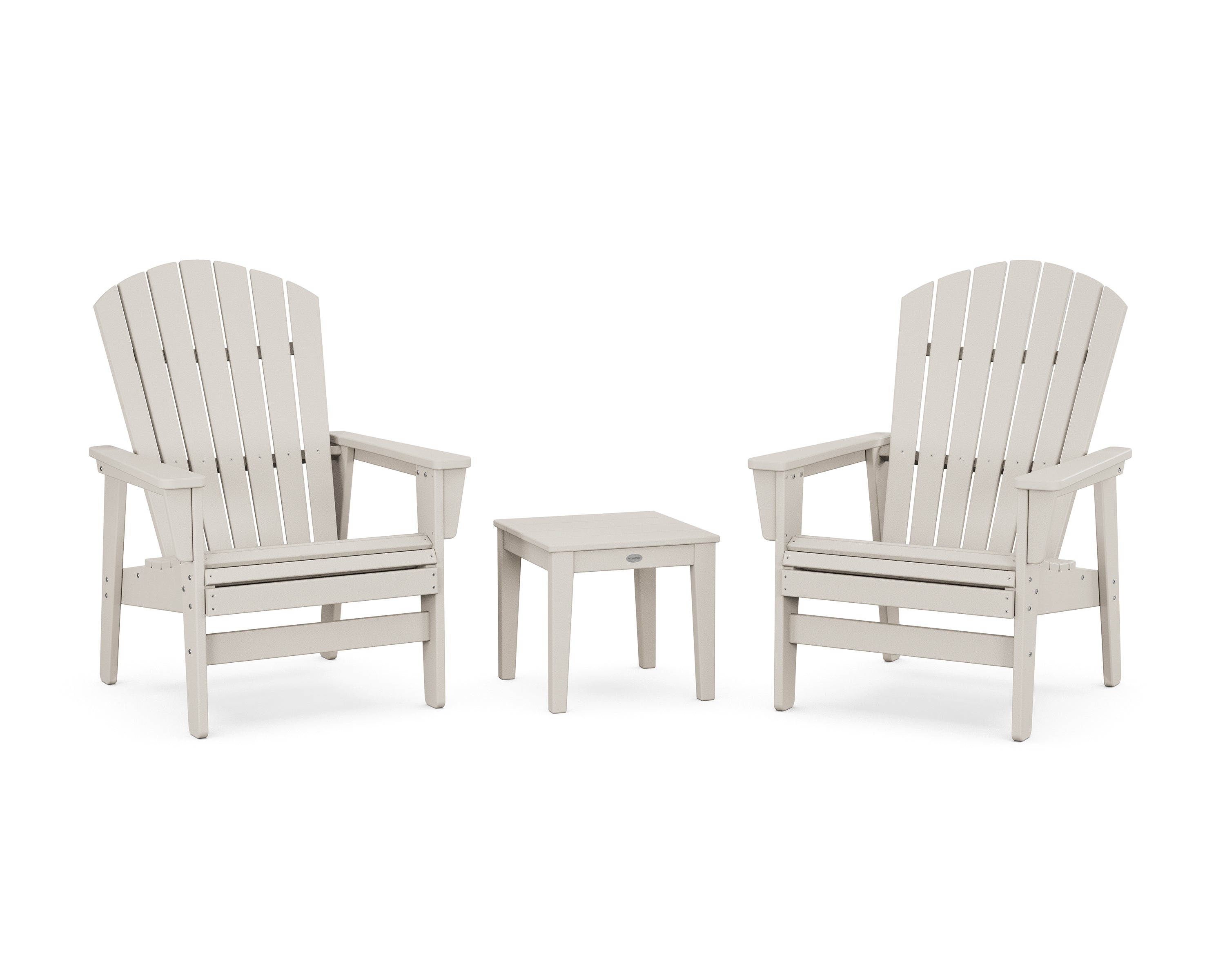 POLYWOOD 3-Piece Nautical Grand Upright Adirondack Set in Sand