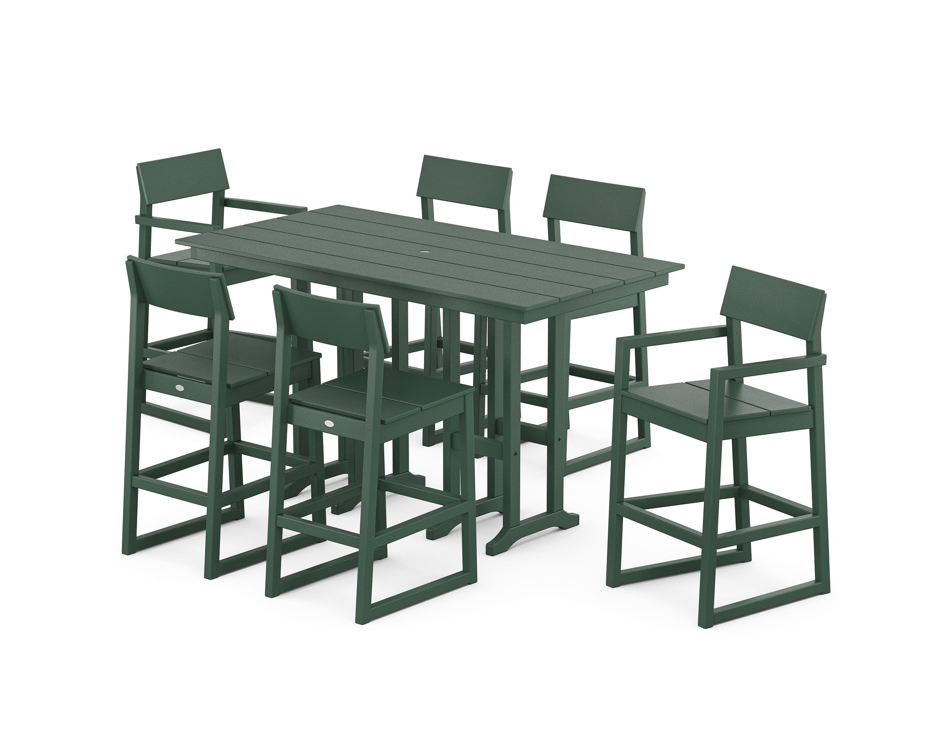 POLYWOOD EDGE 7-Piece Farmhouse Bar Set in Green