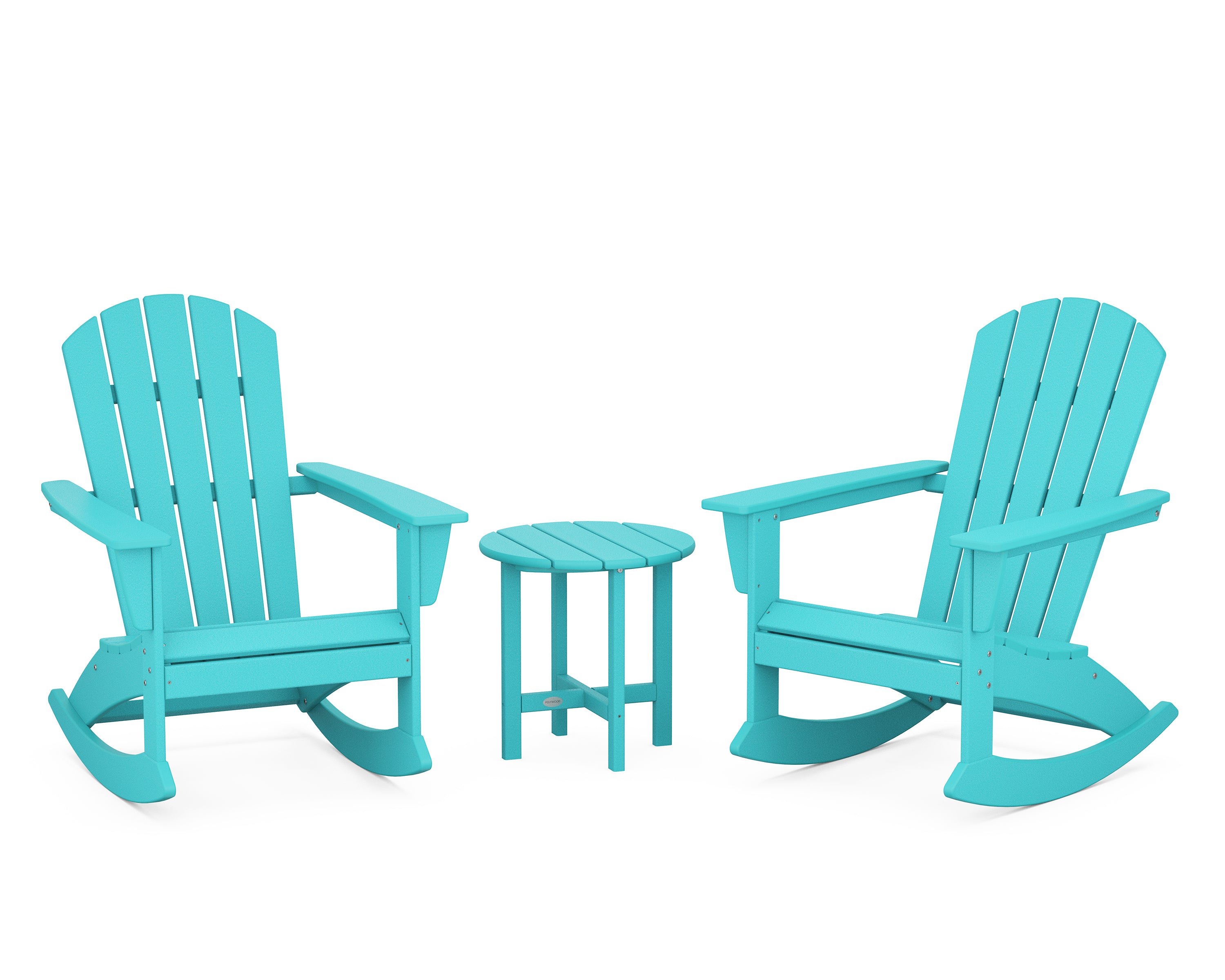 POLYWOOD® Nautical 3-Piece Adirondack Rocking Chair Set in Aruba