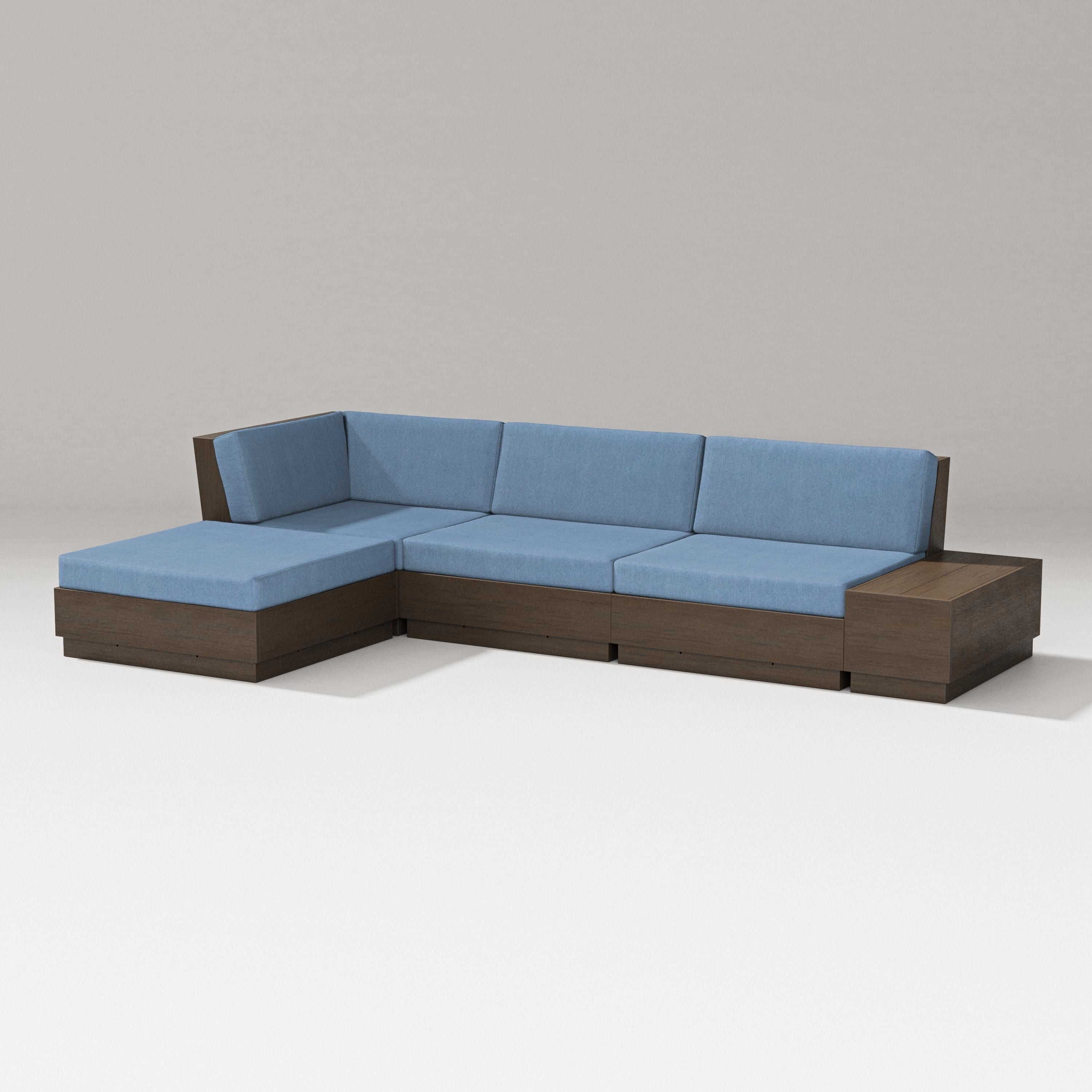 PW Designer Series Elevate Chaise Sectional in Kona / Sky Blue