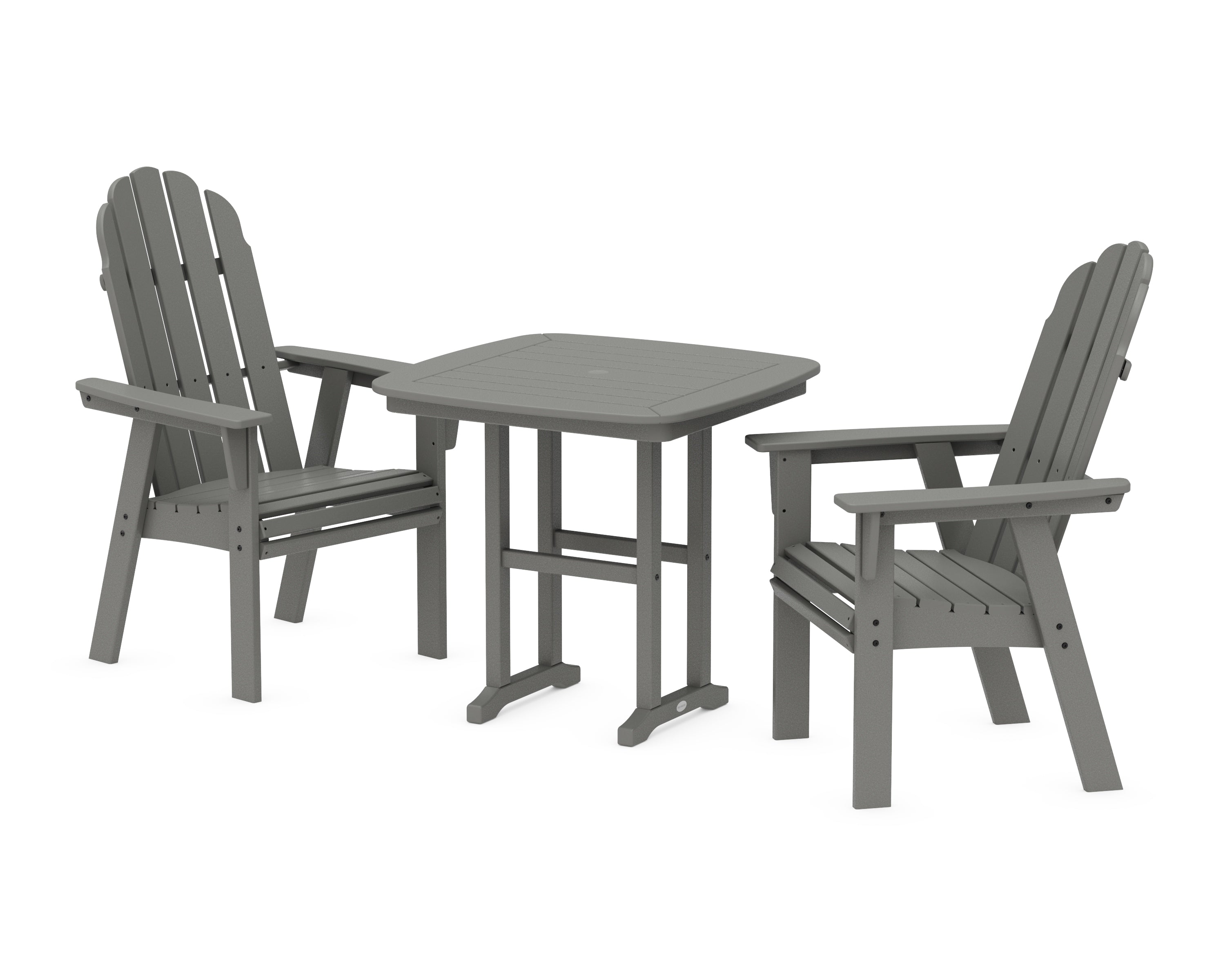 POLYWOOD Vineyard Adirondack 3-Piece Dining Set in Slate Grey