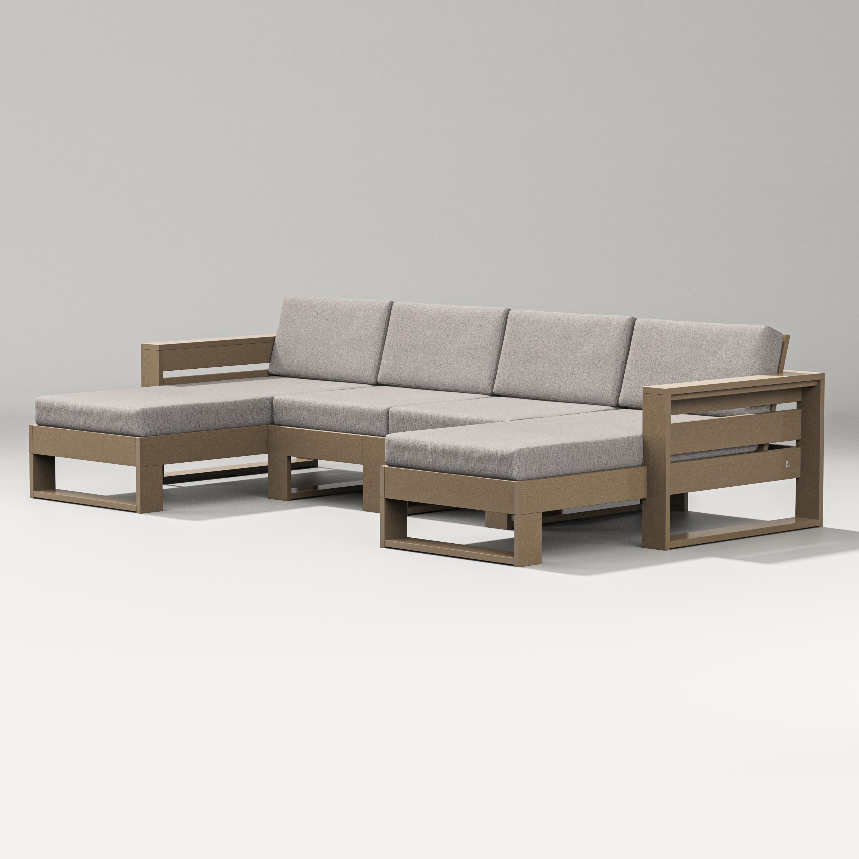 PW Designer Series Latitude Double Chaise Sectional in Vintage Sahara / Weathered Tweed