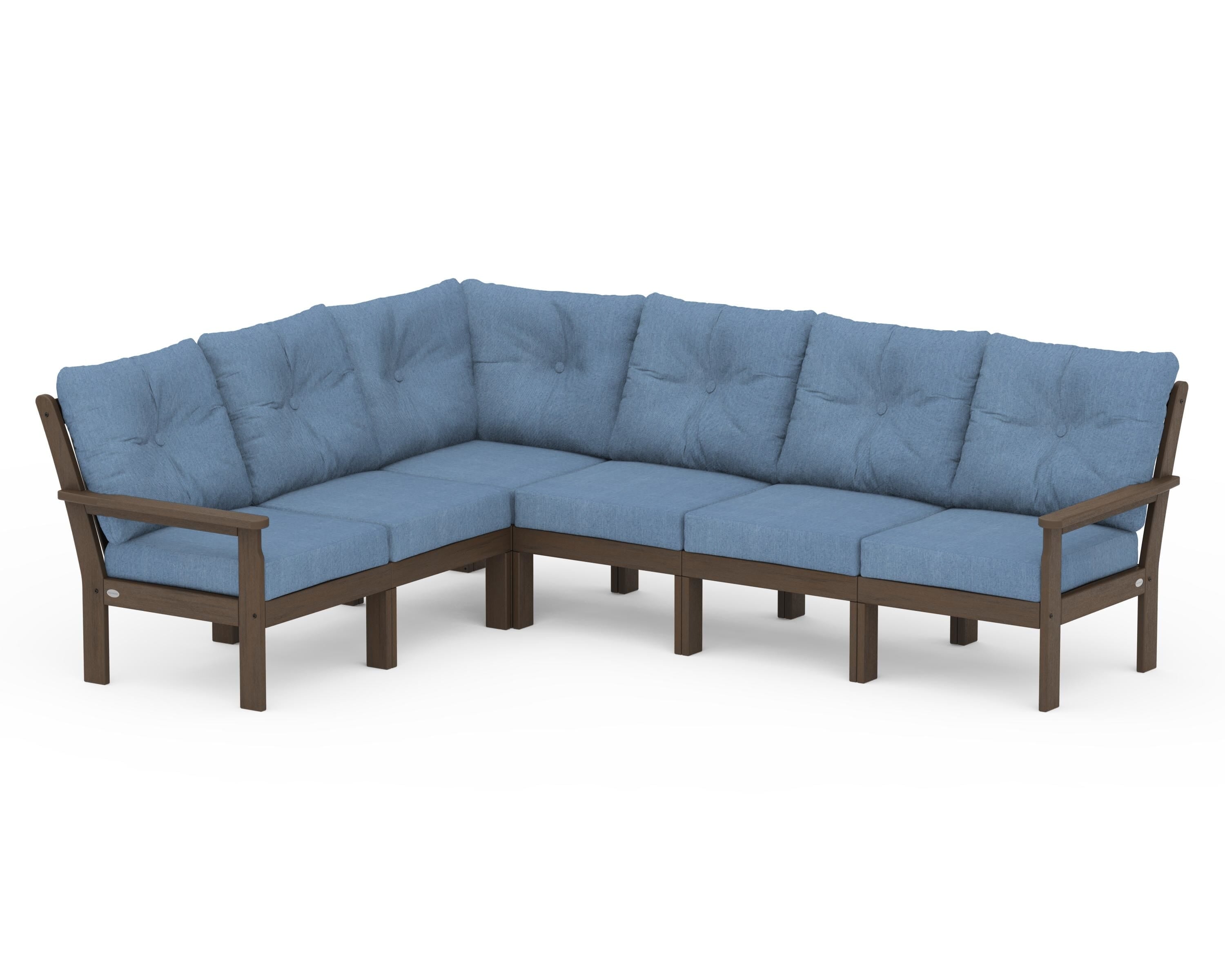 POLYWOOD Vineyard 6-Piece Sectional in Kona / Sky Blue