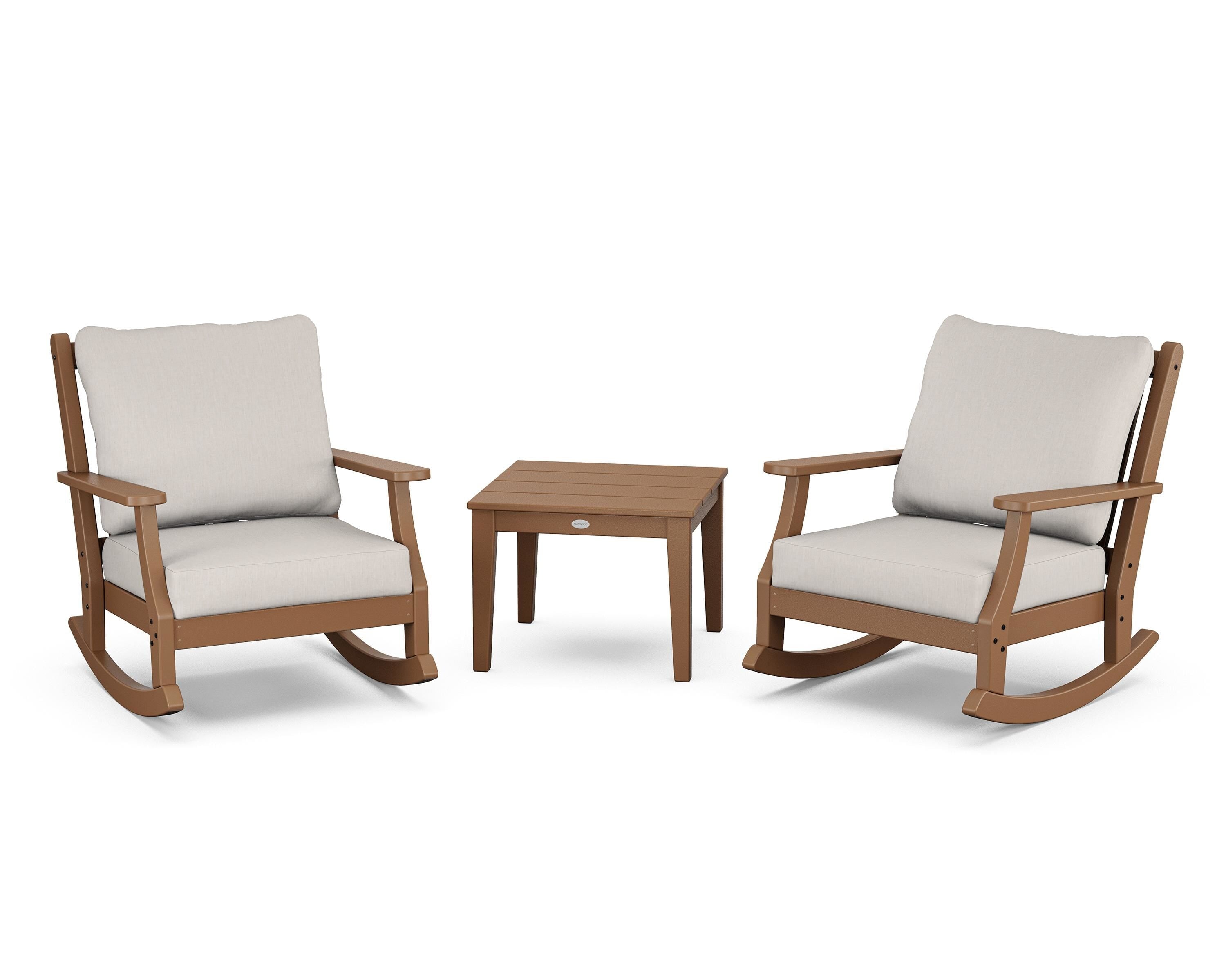 Country Living Wovendale 3-Piece Deep Seating Rocker Set in Teak / Cast Ash