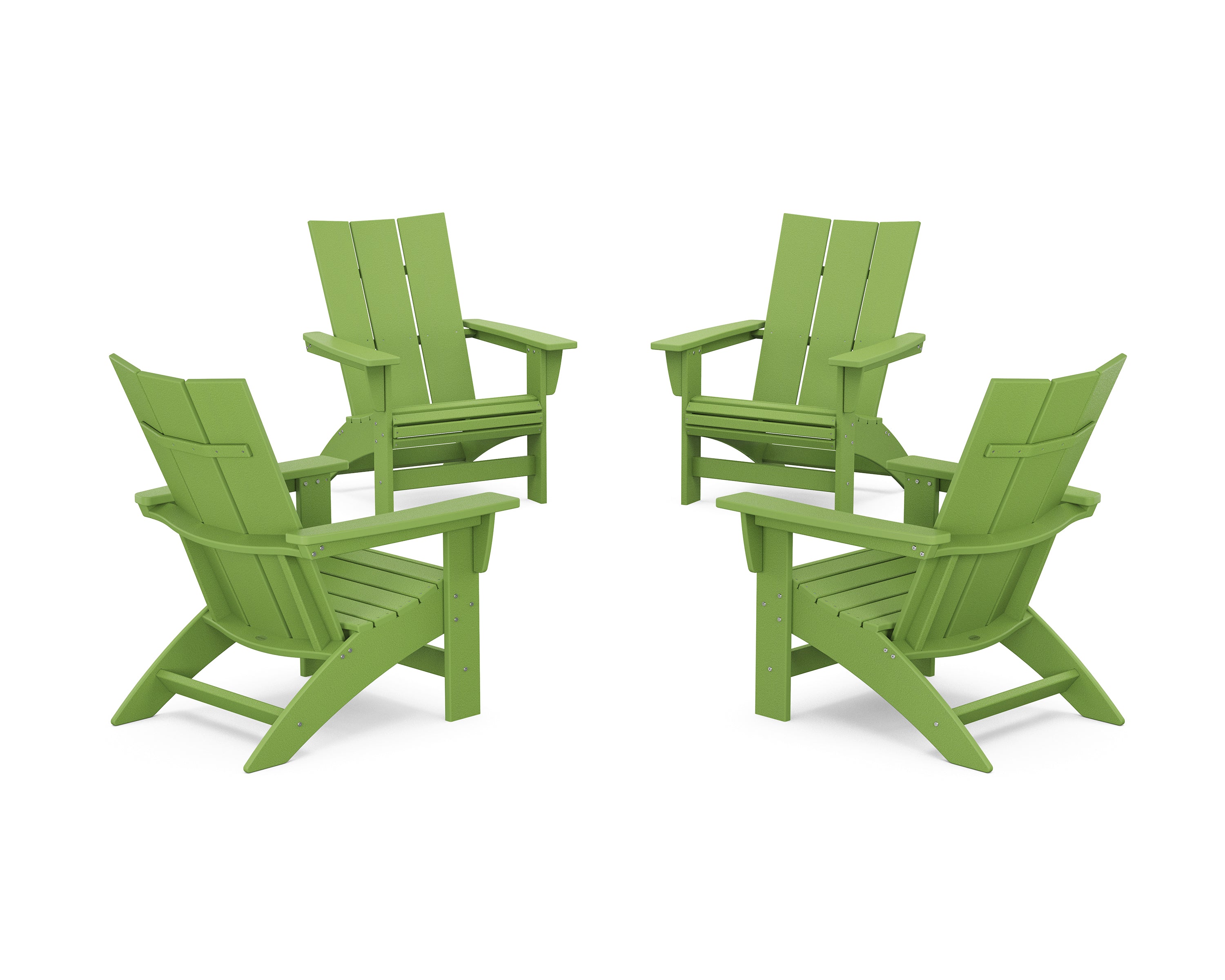POLYWOOD 4-Piece Modern Grand Adirondack Chair Conversation Set in Lime