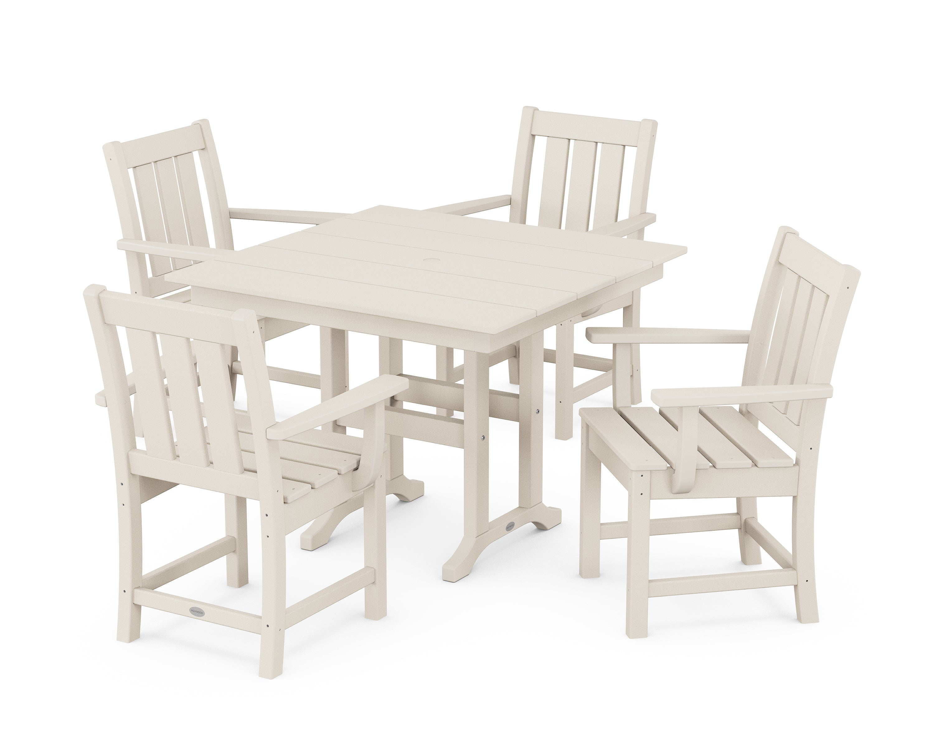POLYWOOD Oxford 5-Piece Farmhouse Dining Set in Sand