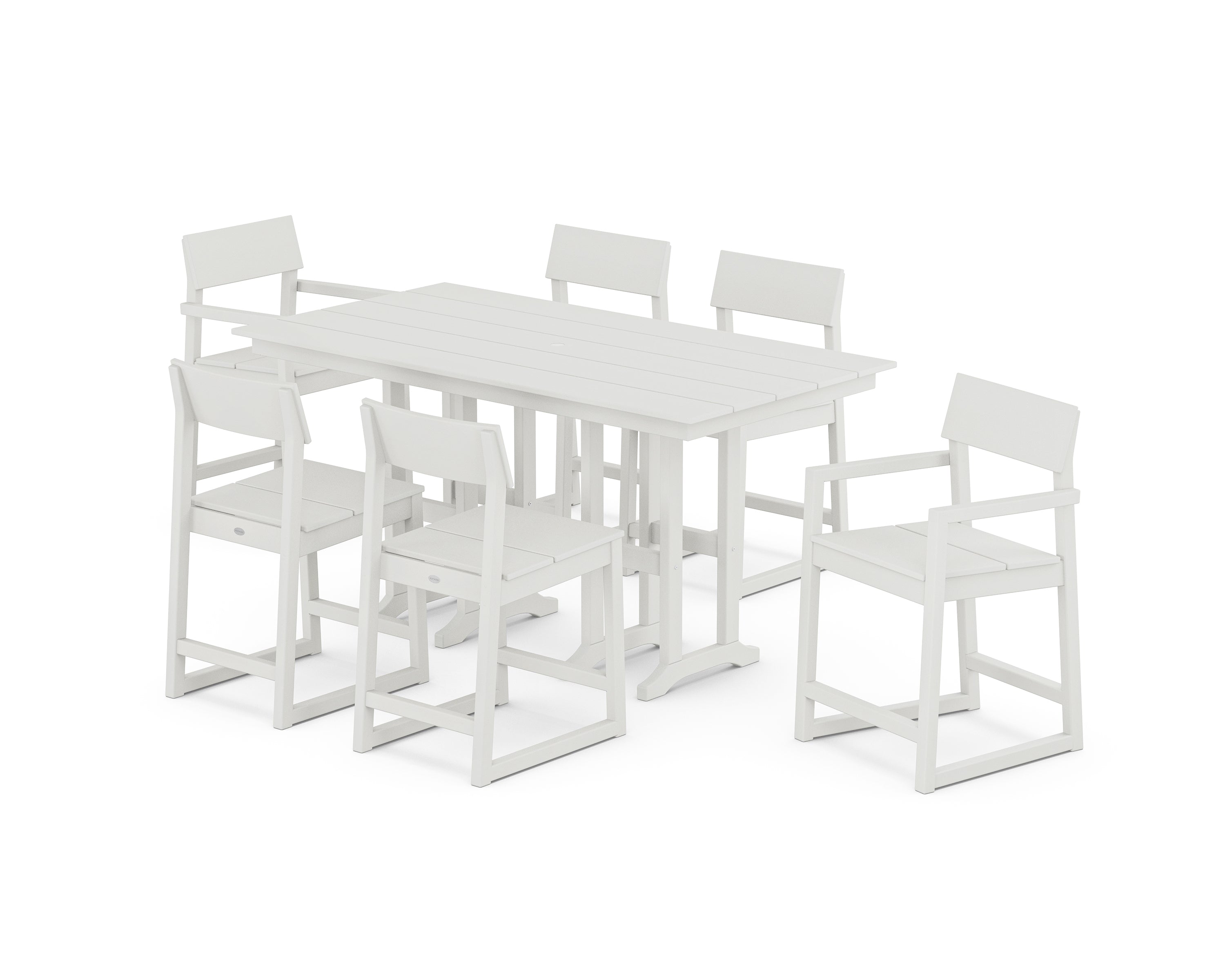 POLYWOOD EDGE 7-Piece Farmhouse Counter Set in Vintage White