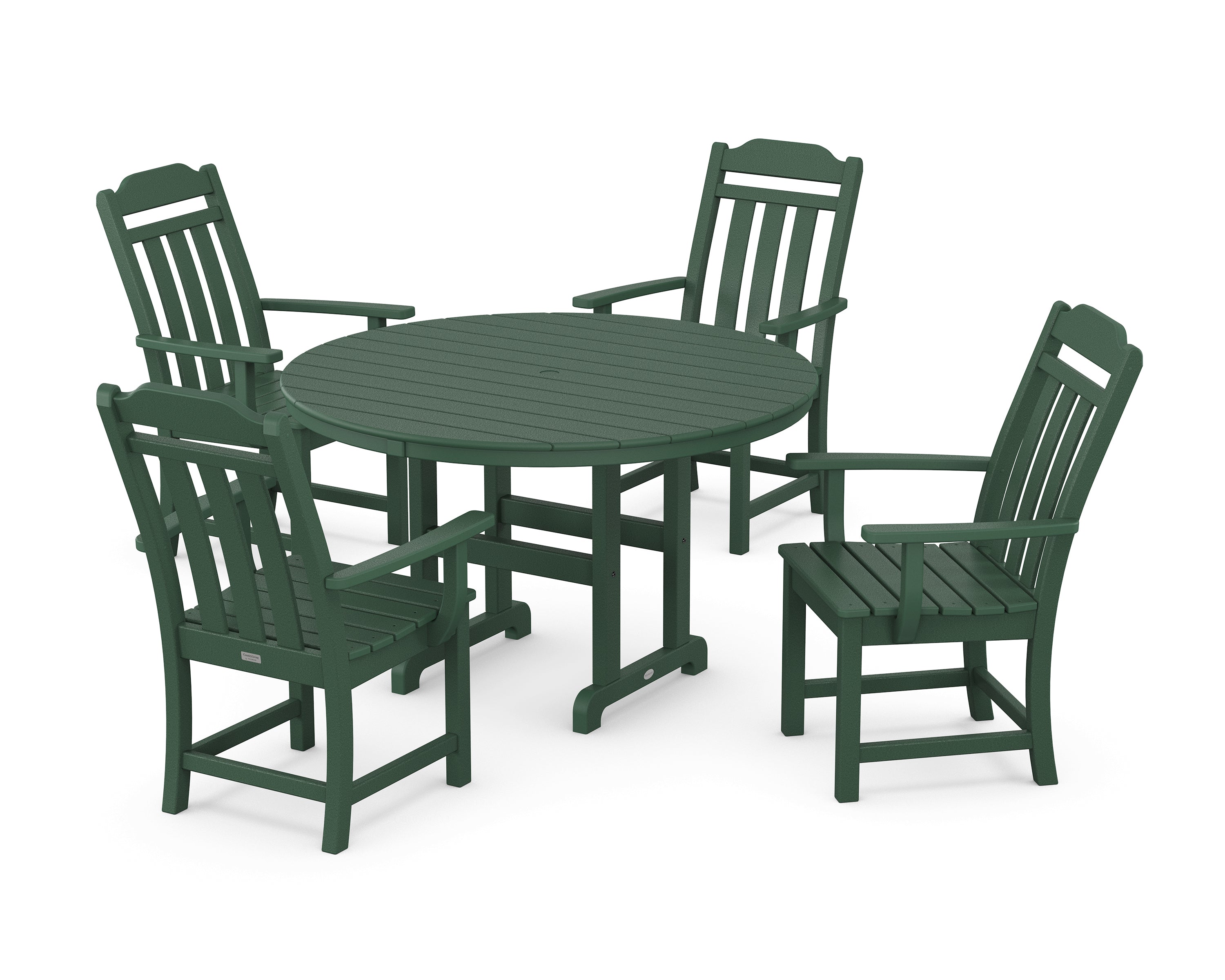 Polywood Country Living 5-Piece Round Farmhouse Dining Set in Green