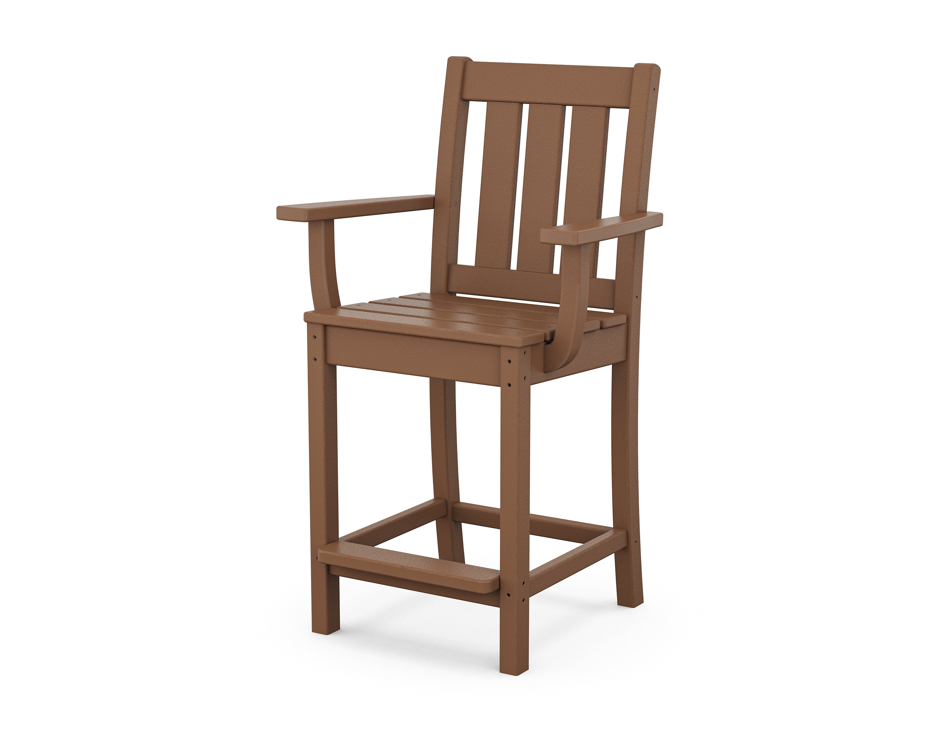 POLYWOOD Oxford Counter Arm Chair in Teak