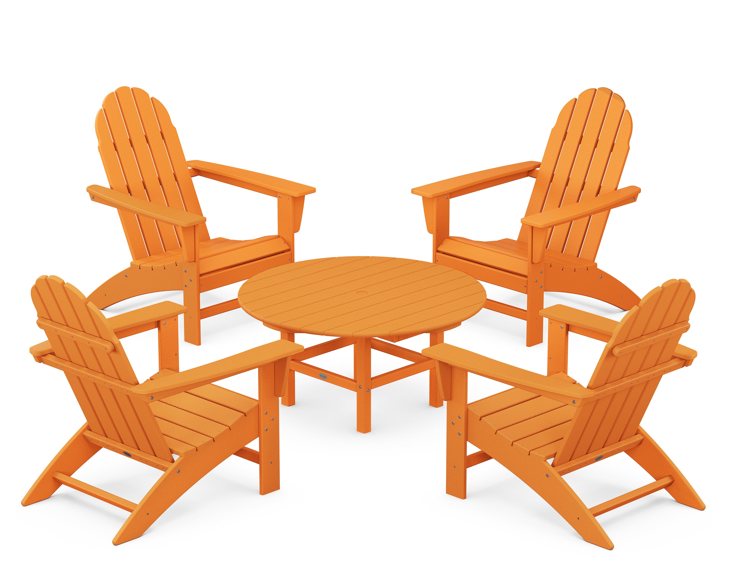 POLYWOOD Vineyard 5-Piece Adirondack Chair Conversation Set in Tangerine