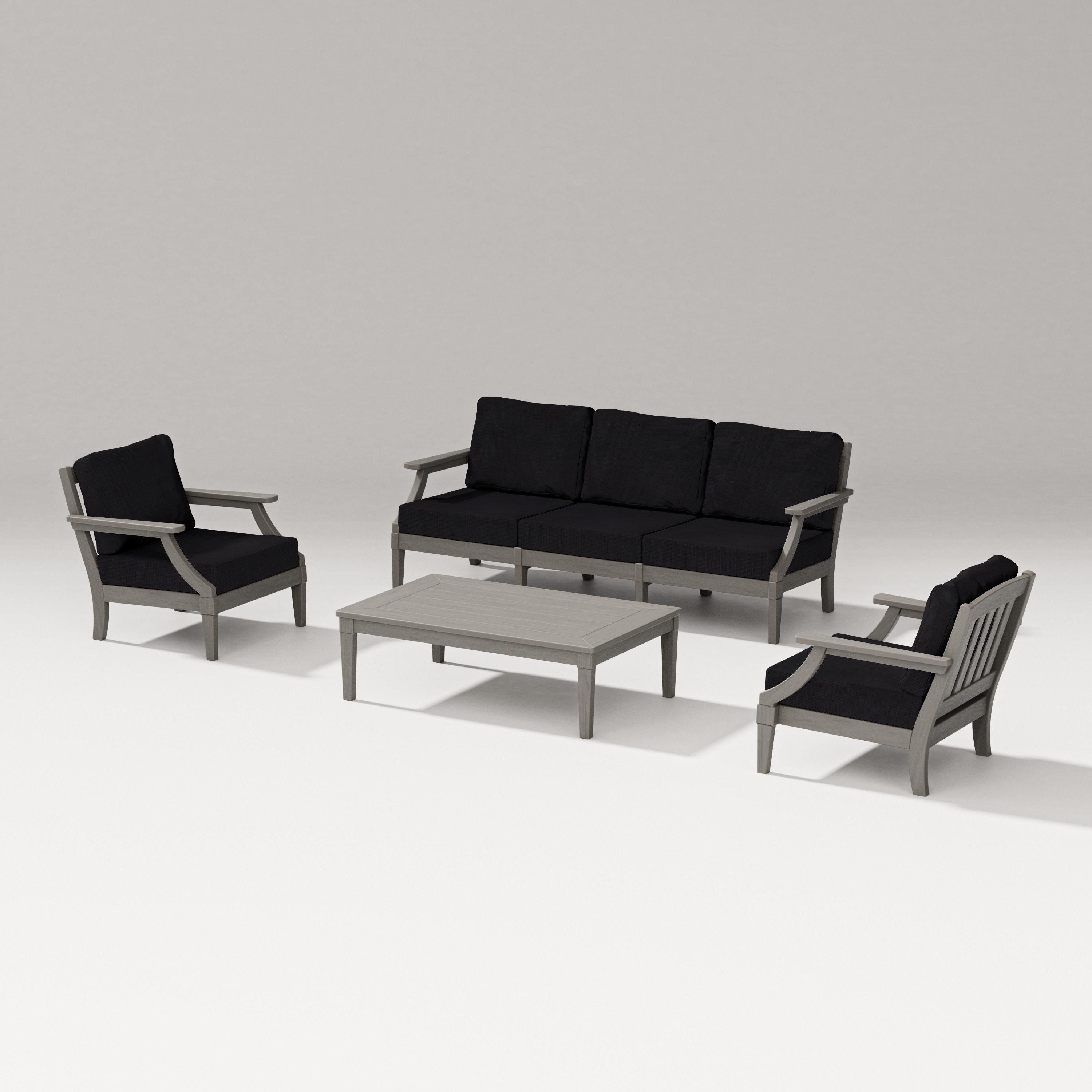 PW Designer Series Estate 4-Piece Lounge Sofa Set in Driftwood / Midnight Linen