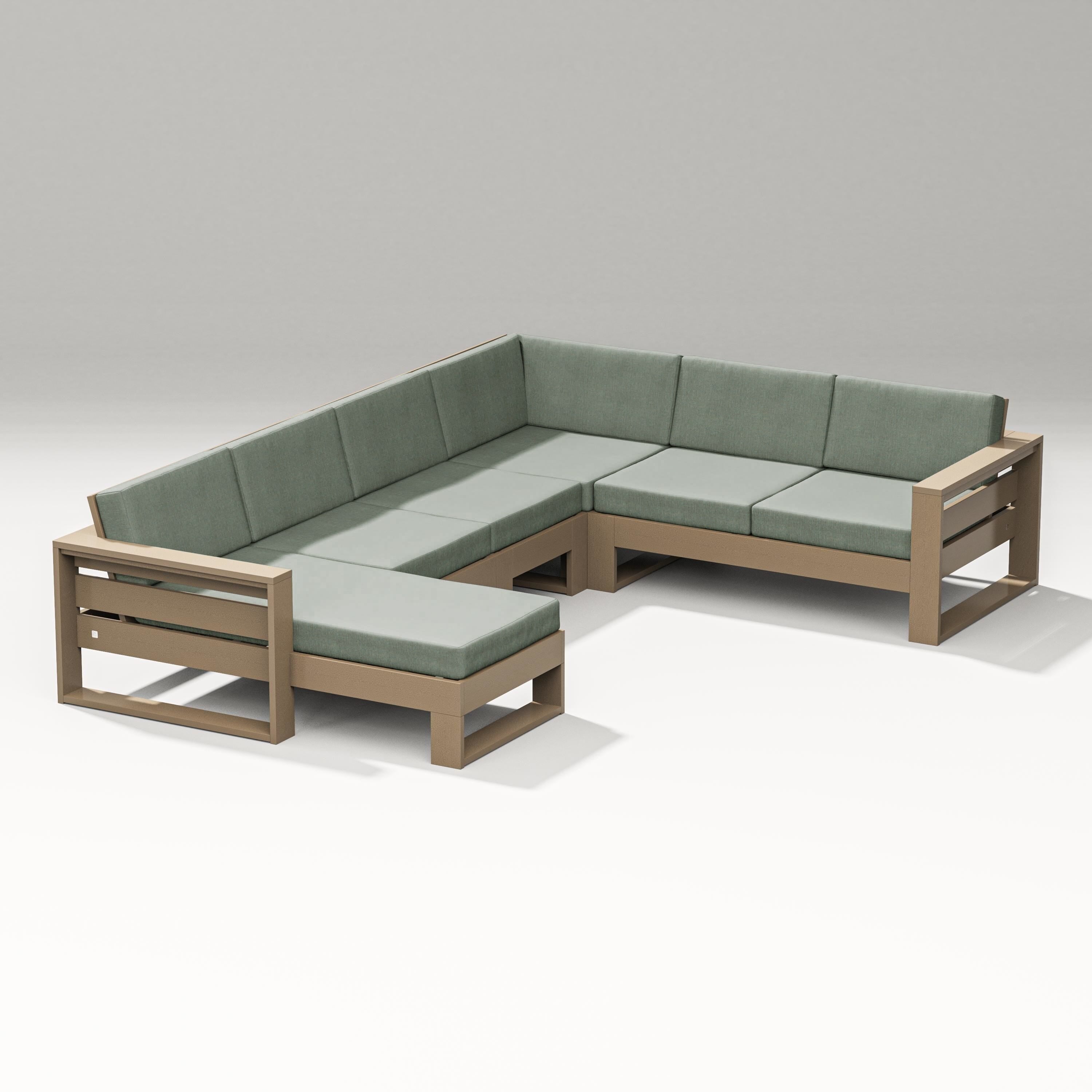 PW Designer Series Latitude Corner Sectional with Left Chaise in Vintage Sahara / Cast Sage