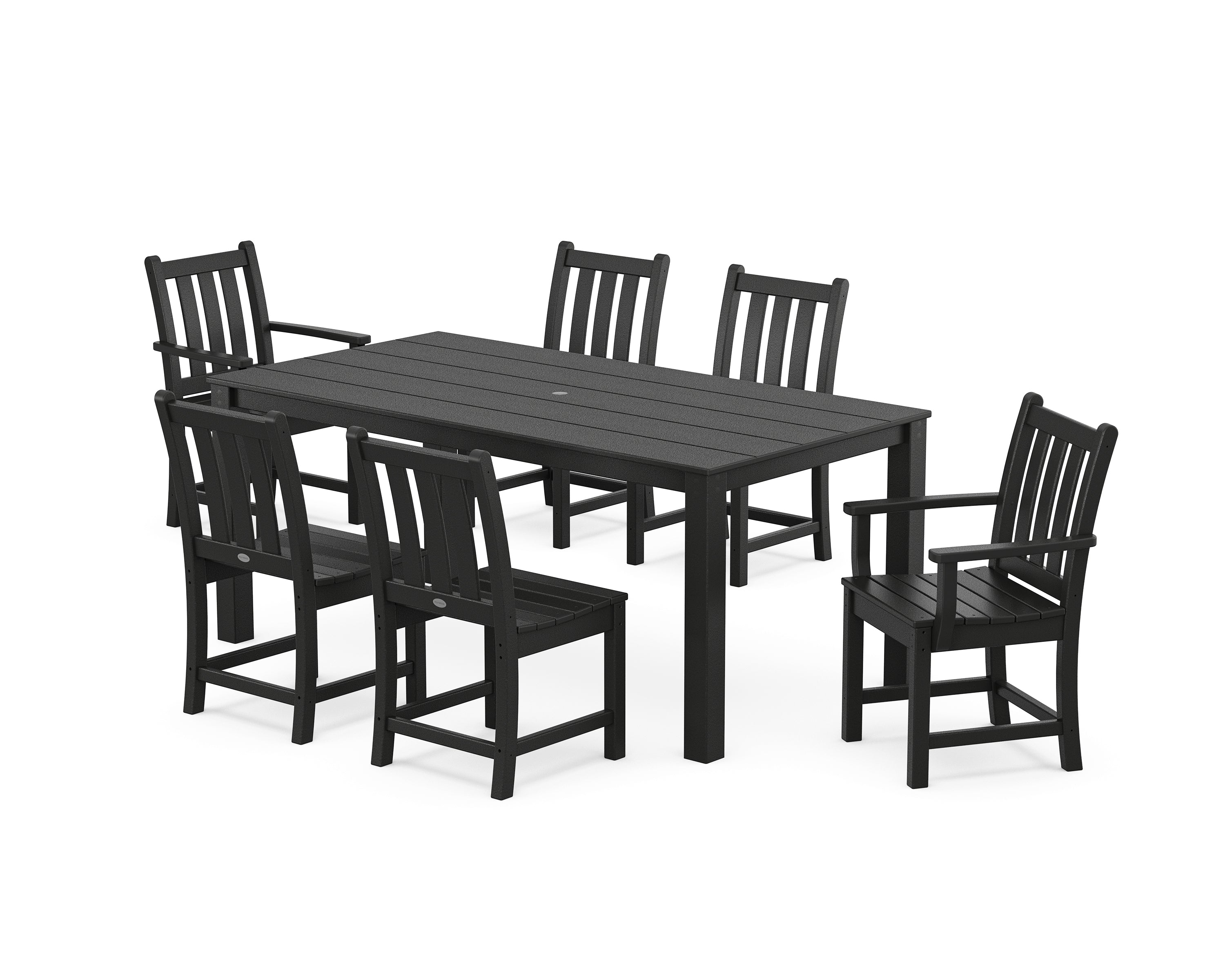 POLYWOOD Traditional Garden 7-Piece Parsons Dining Set in Black