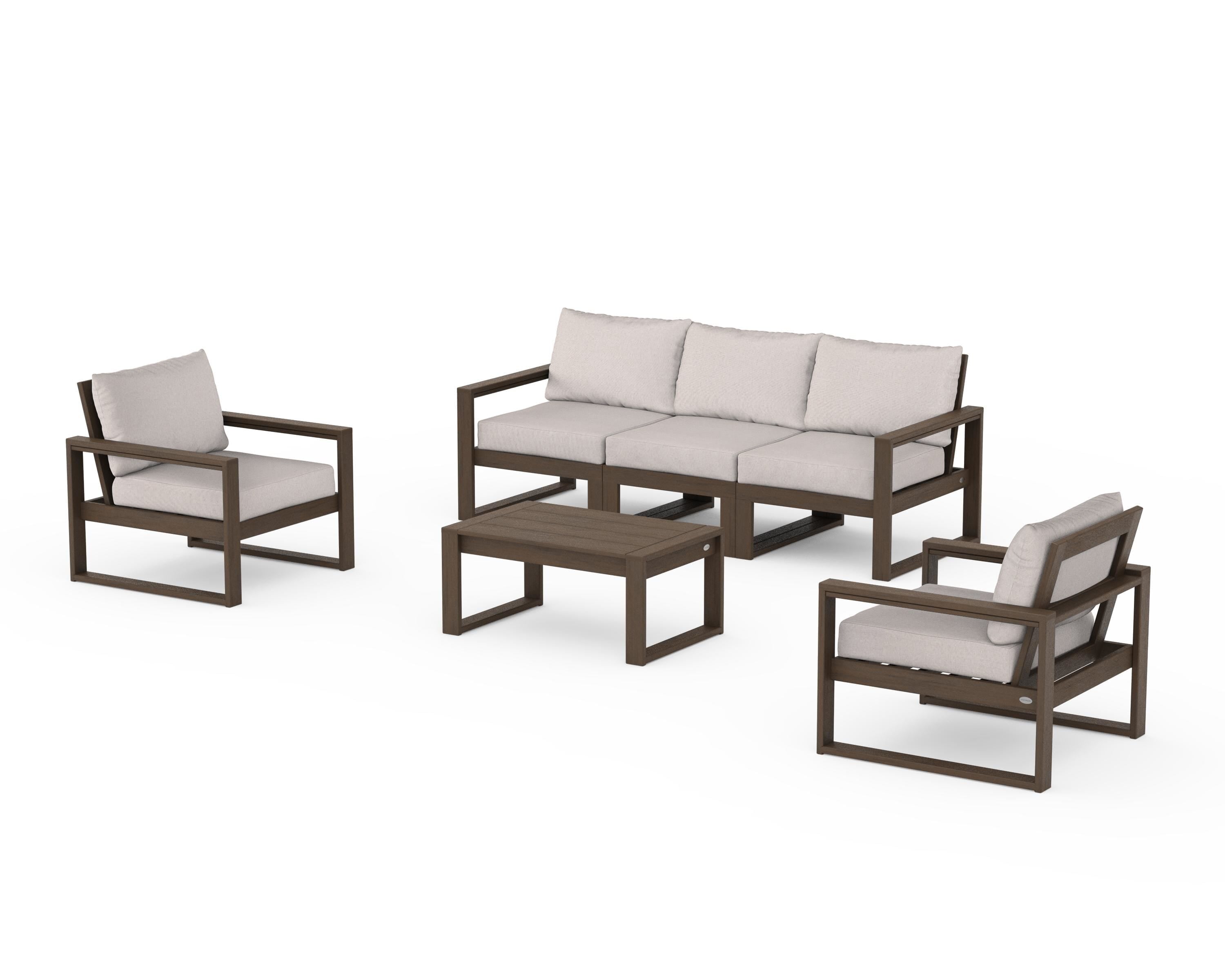 POLYWOOD EDGE Sectional 4-Piece Deep Seating Set with Sofa in Kona / Dune Burlap