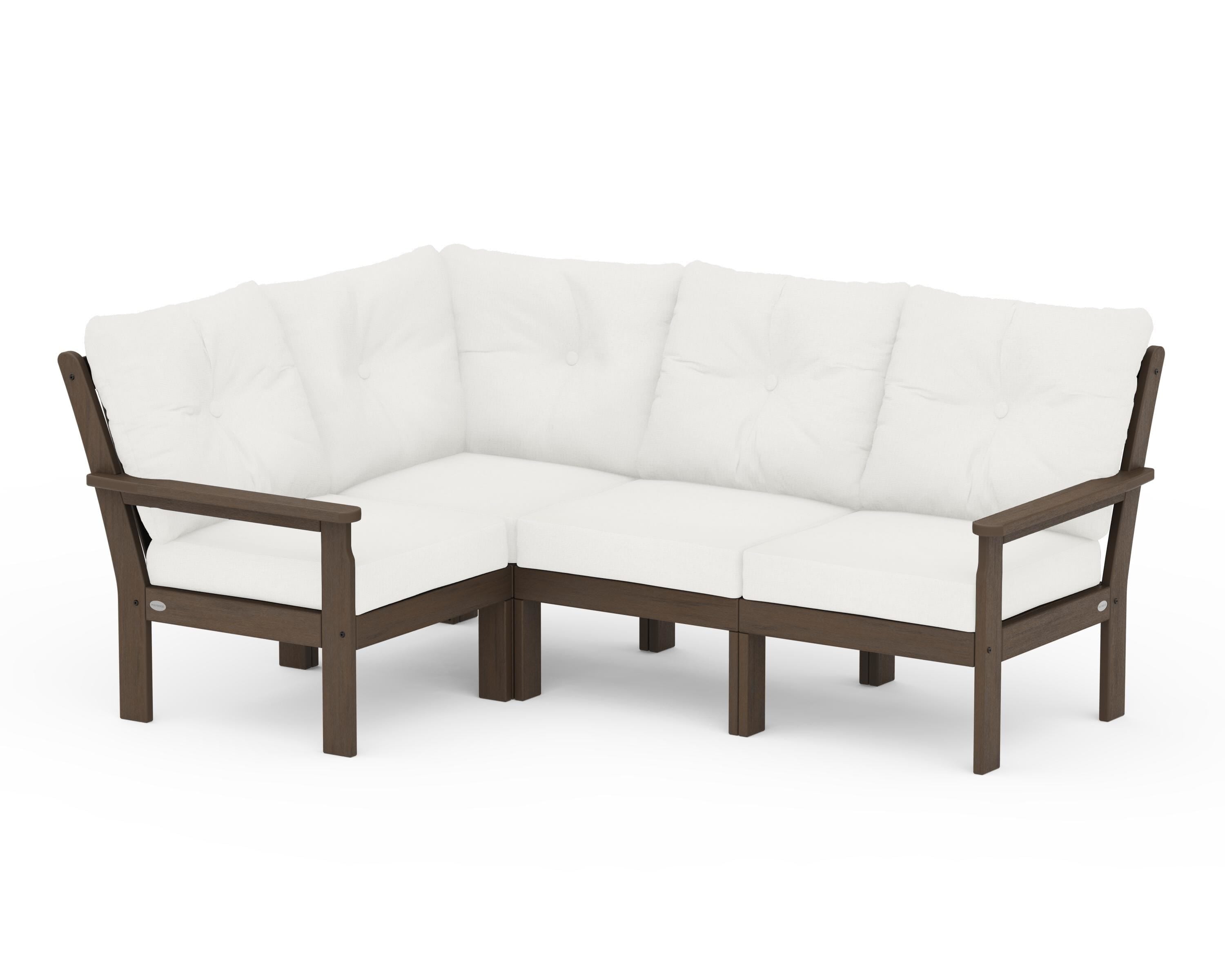 POLYWOOD Vineyard 4-Piece Sectional in Kona / Natural Linen