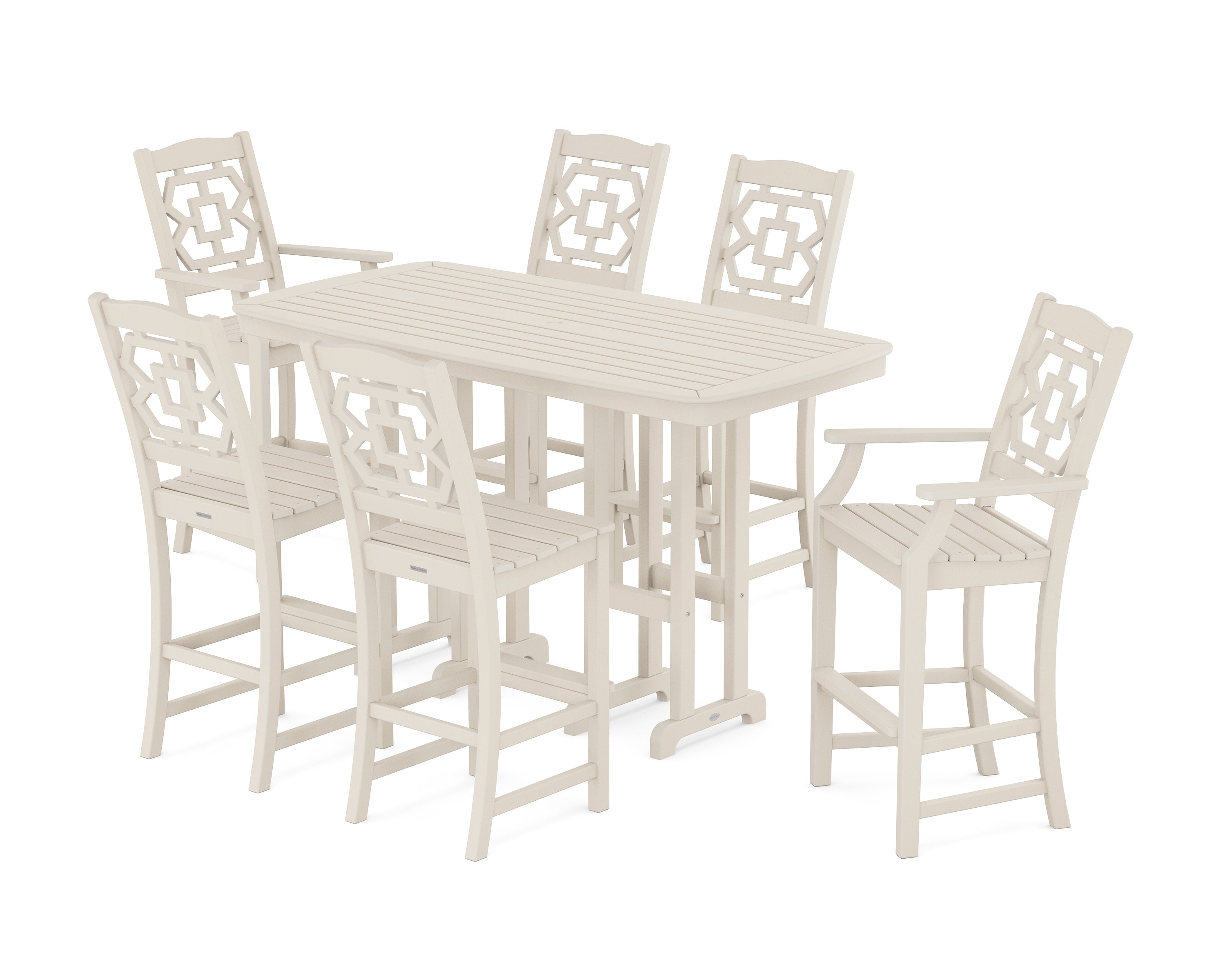 Martha Stewart by POLYWOOD Chinoiserie 7-Piece Bar Set in Sand