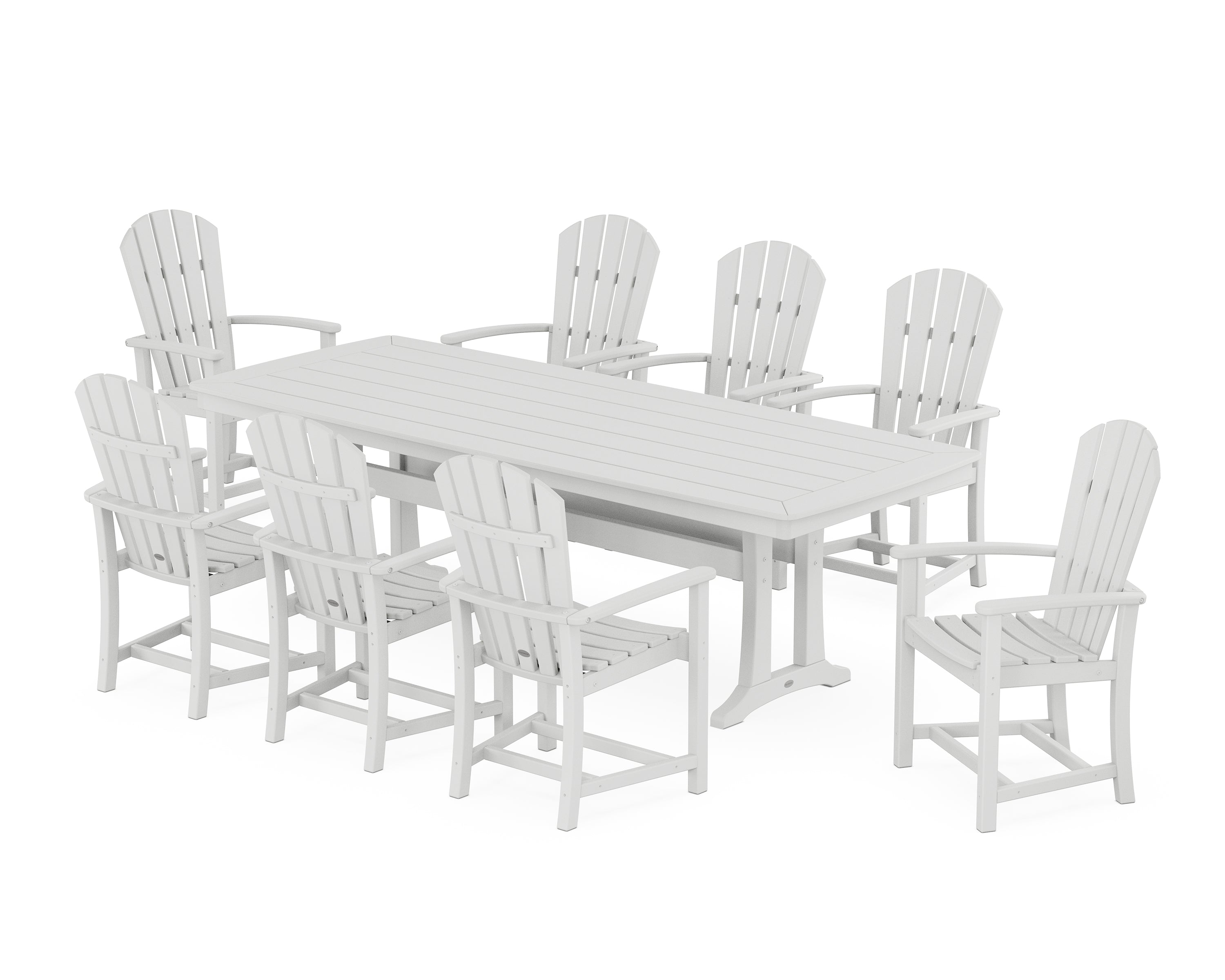 POLYWOOD Palm Coast 9-Piece Dining Set with Trestle Legs in White