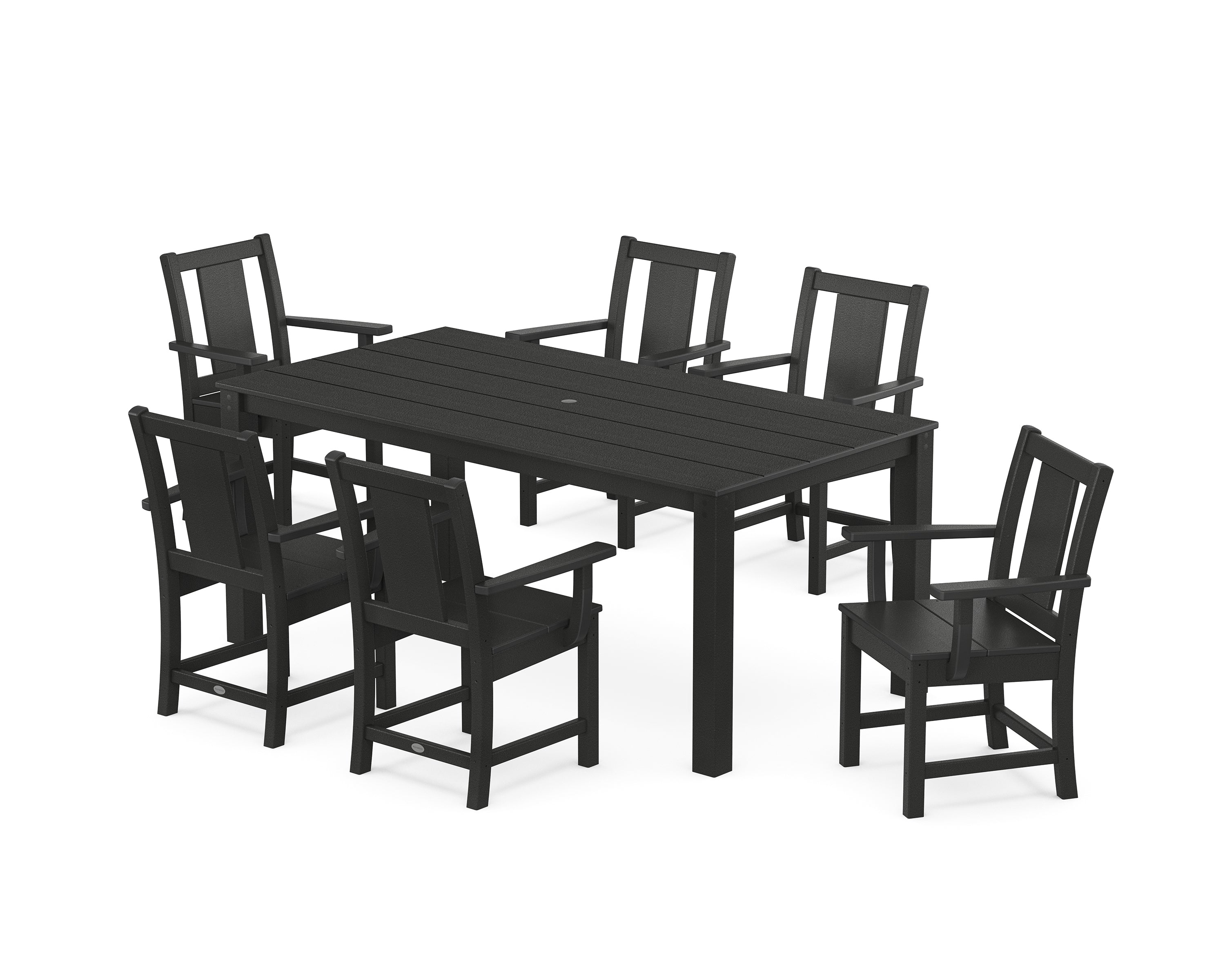 POLYWOOD Prairie Arm Chair 7-Piece Parsons Dining Set in Black