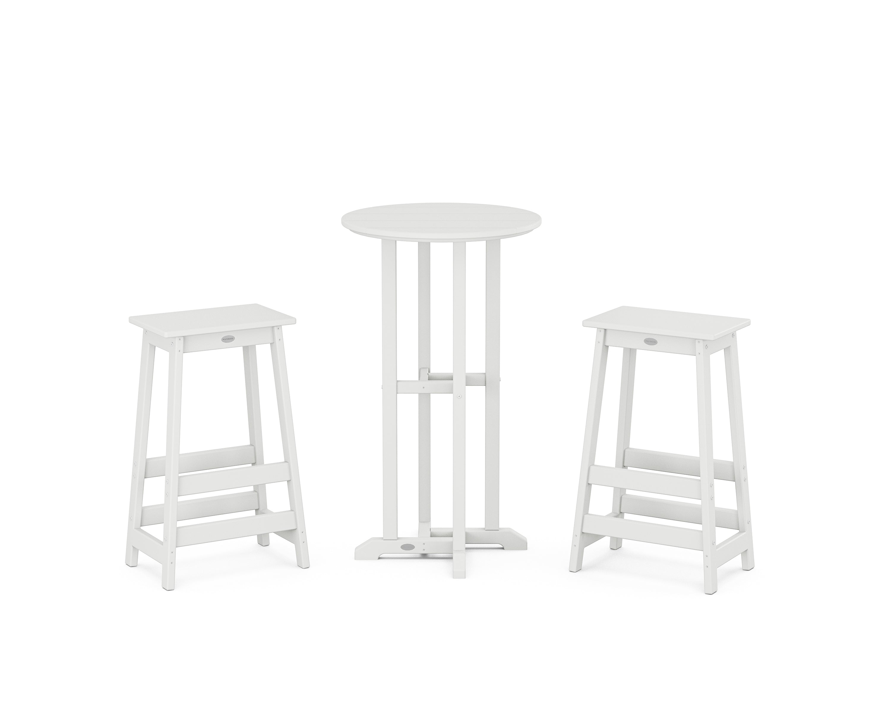 POLYWOOD Modern Studio Bar Stool 3-Piece Bistro Set in White