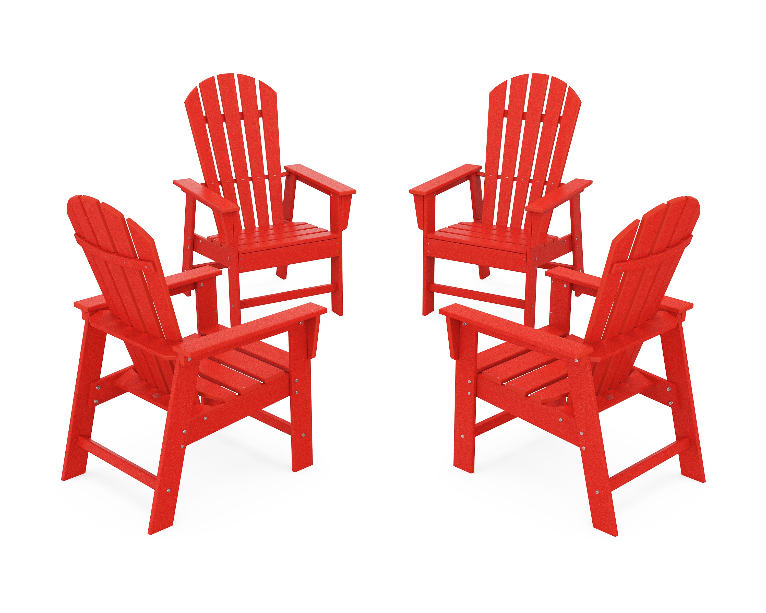 POLYWOOD 4-Piece South Beach Casual Chair Conversation Set in Sunset Red