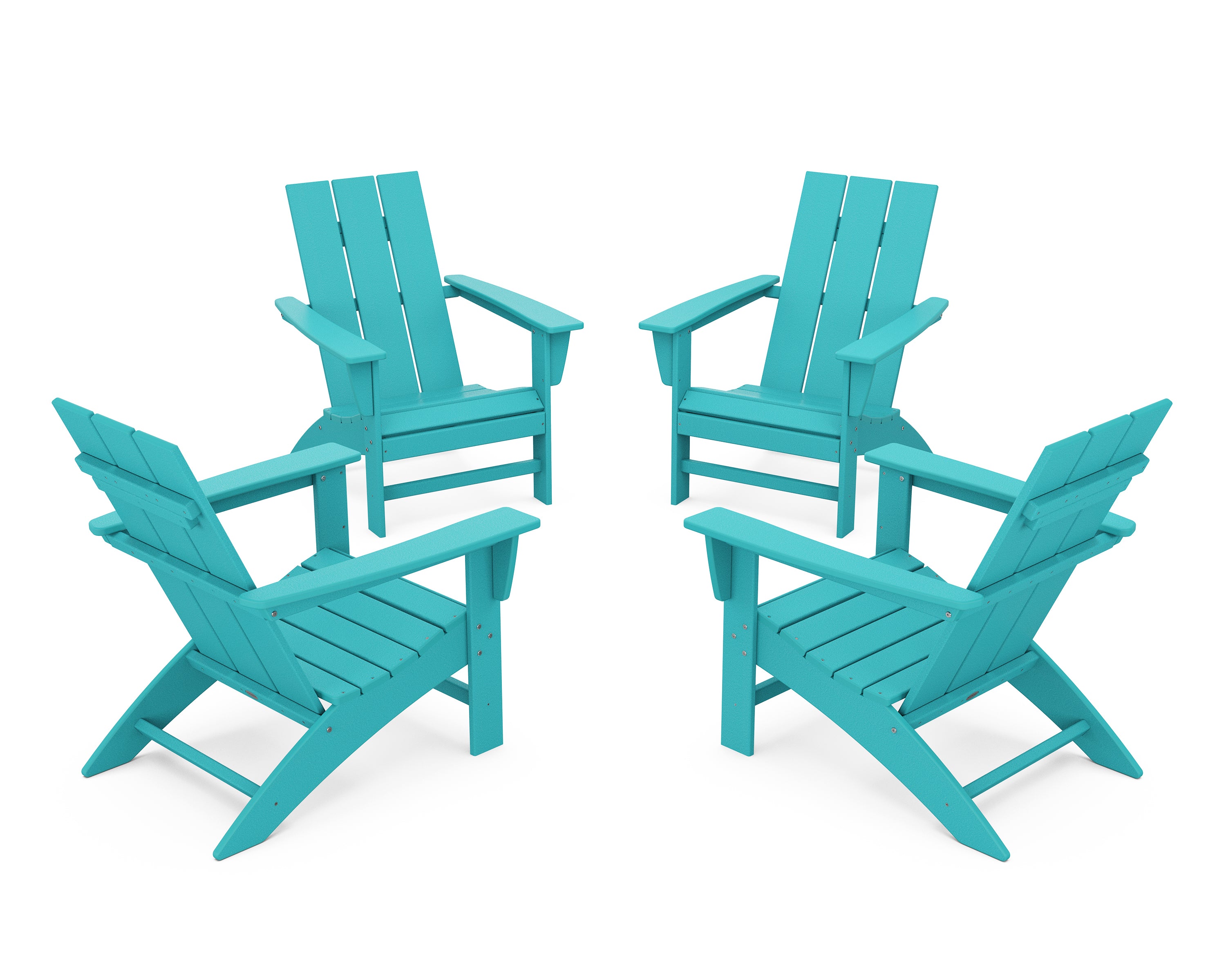 POLYWOOD 4-Piece Modern Adirondack Chair Conversation Set in Aruba