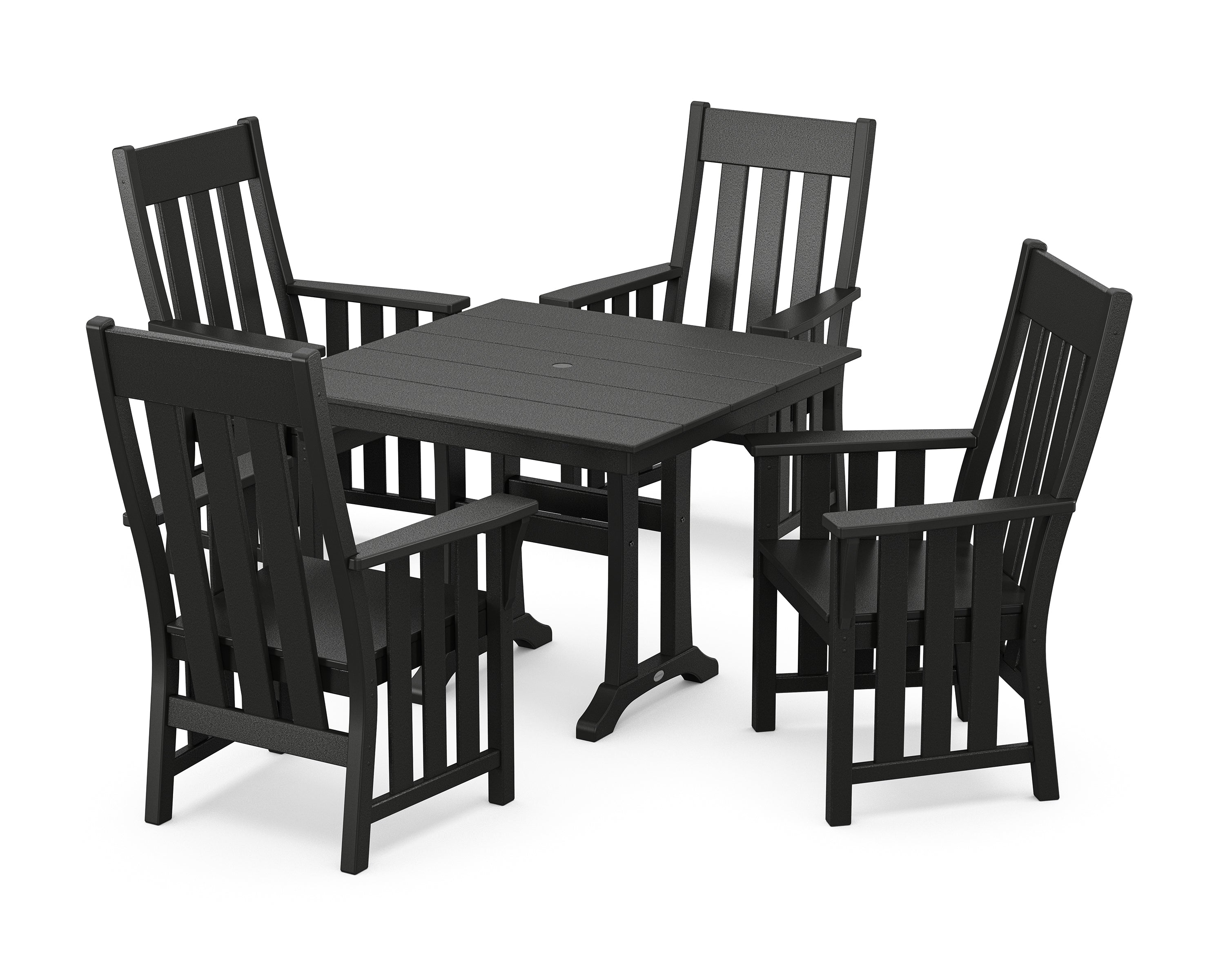 Martha Stewart by POLYWOOD Acadia 5-Piece Farmhouse Dining Set with Trestle Legs in Black