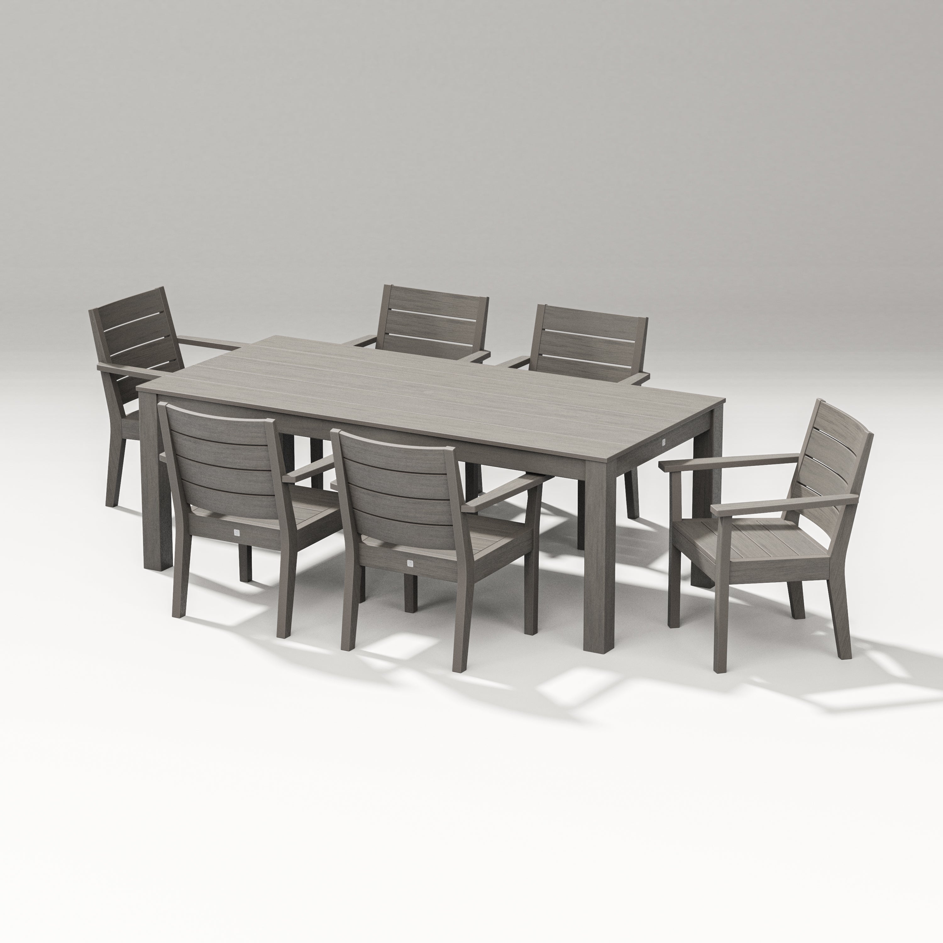 PW Designer Series Latitude 7-Piece Arm Chair Dining Set - Parsons 84" in Driftwood