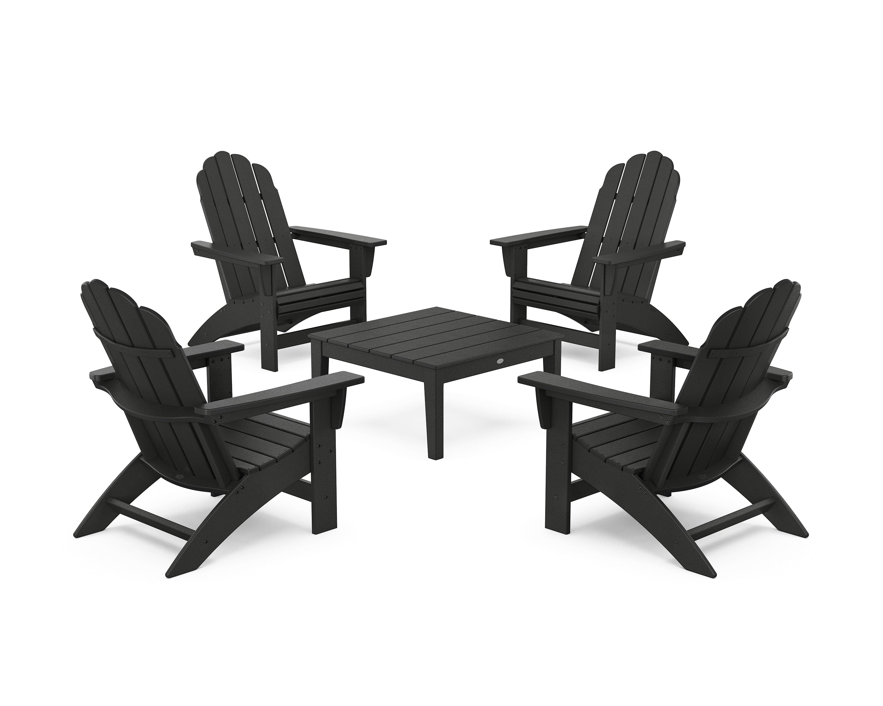 POLYWOOD 5-Piece Vineyard Grand Adirondack Chair Conversation Group in Black
