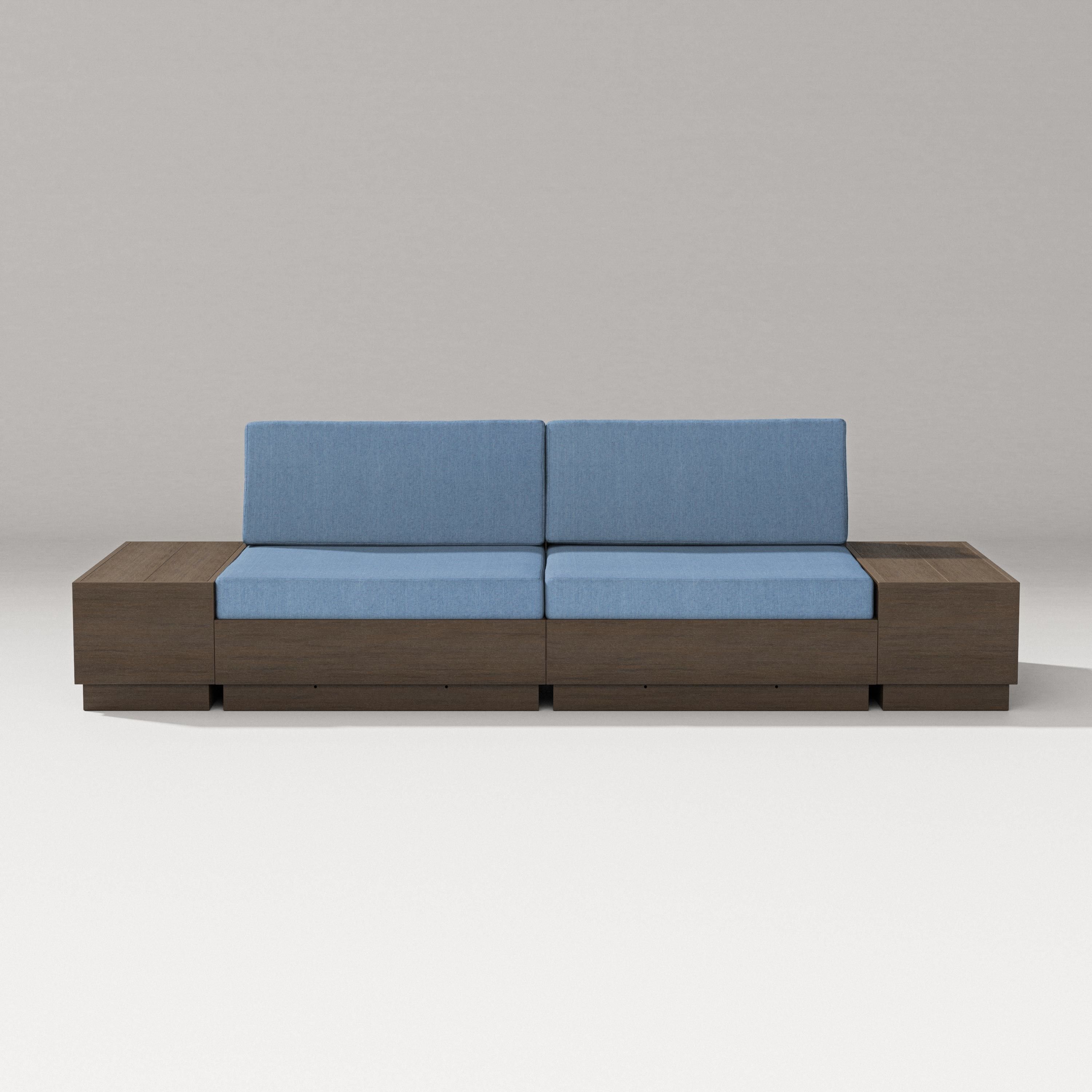 PW Designer Series Elevate 4-Piece Loveseat Sectional in Kona / Sky Blue