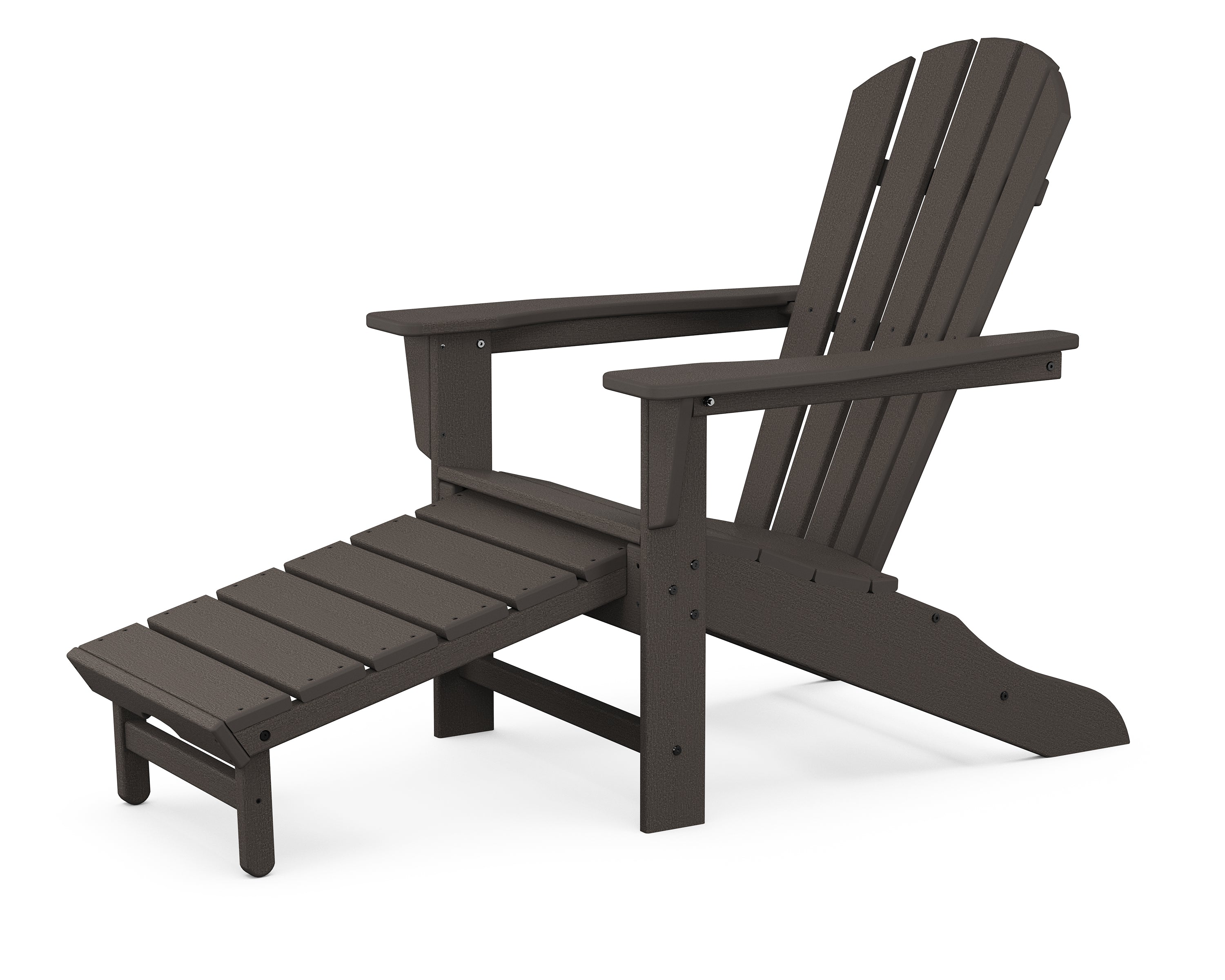 POLYWOOD Palm Coast Ultimate Adirondack with Hideaway Ottoman in Vintage Coffee