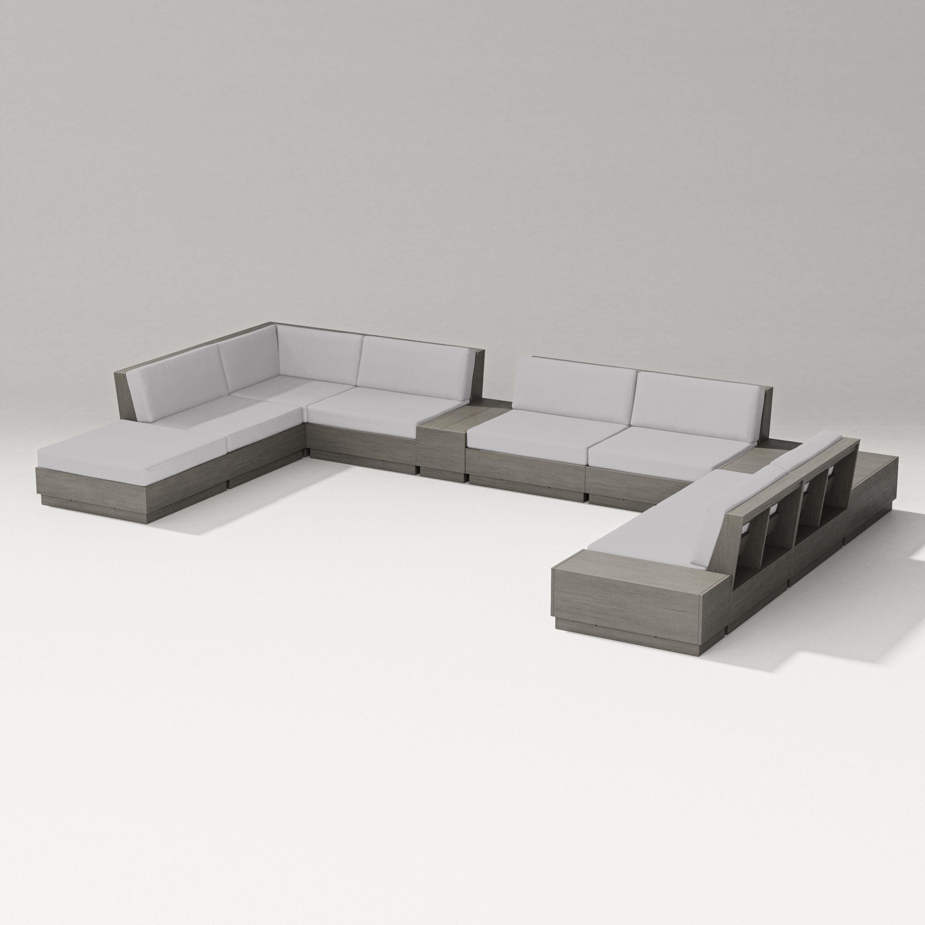 PW Designer Series Elevate 11-Piece Conversation Sectional Set in Driftwood / Granite