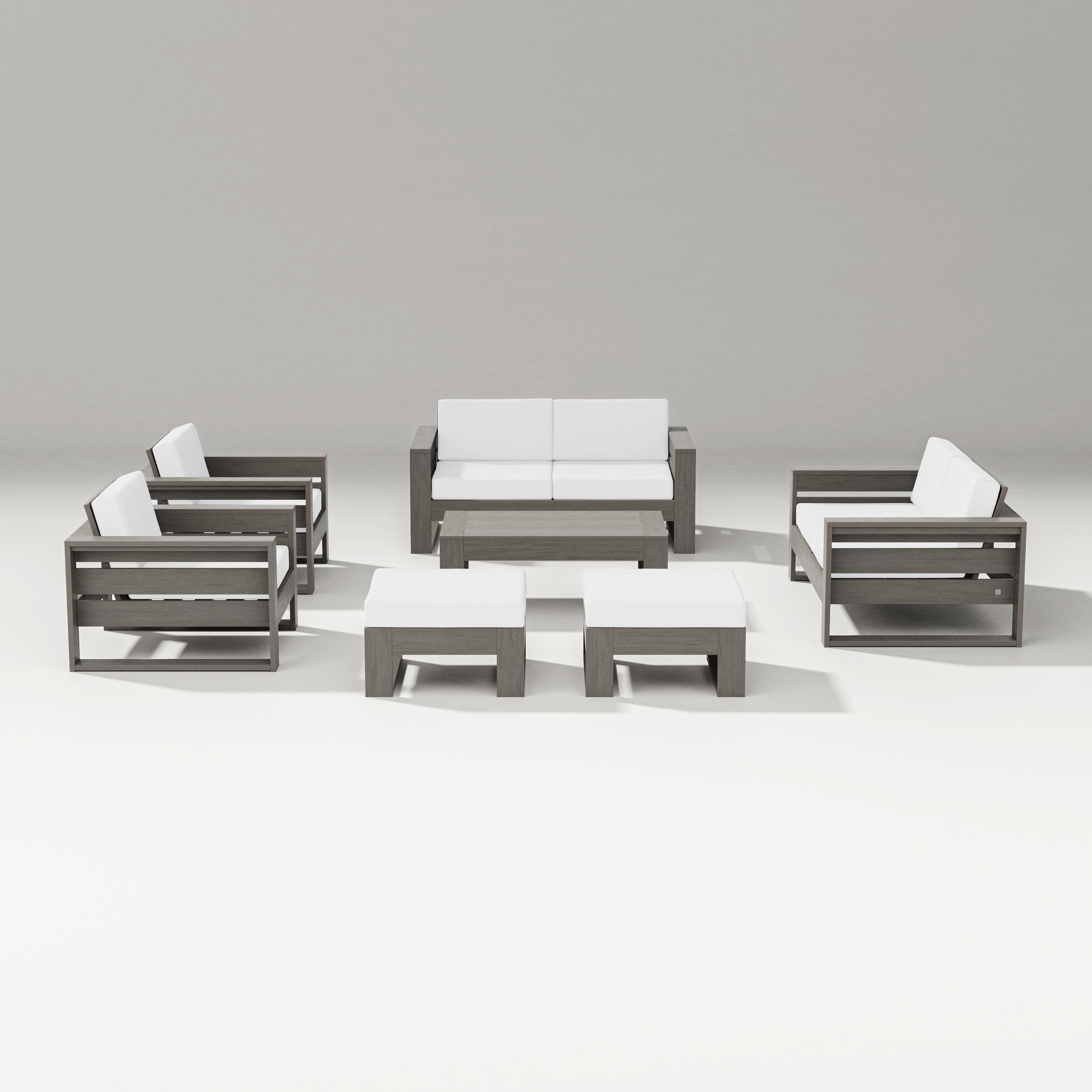 PW Designer Series Latitude 7-Piece Lounge Loveseat Set in Driftwood / Natural