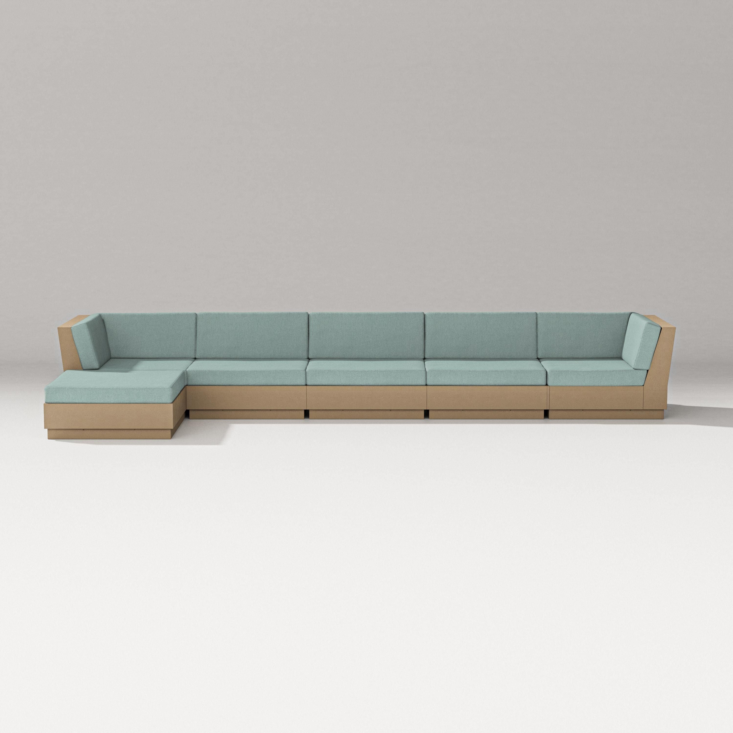PW Designer Series Elevate 6-Piece Chaise Sectional in Vintage Sahara / Glacier Spa