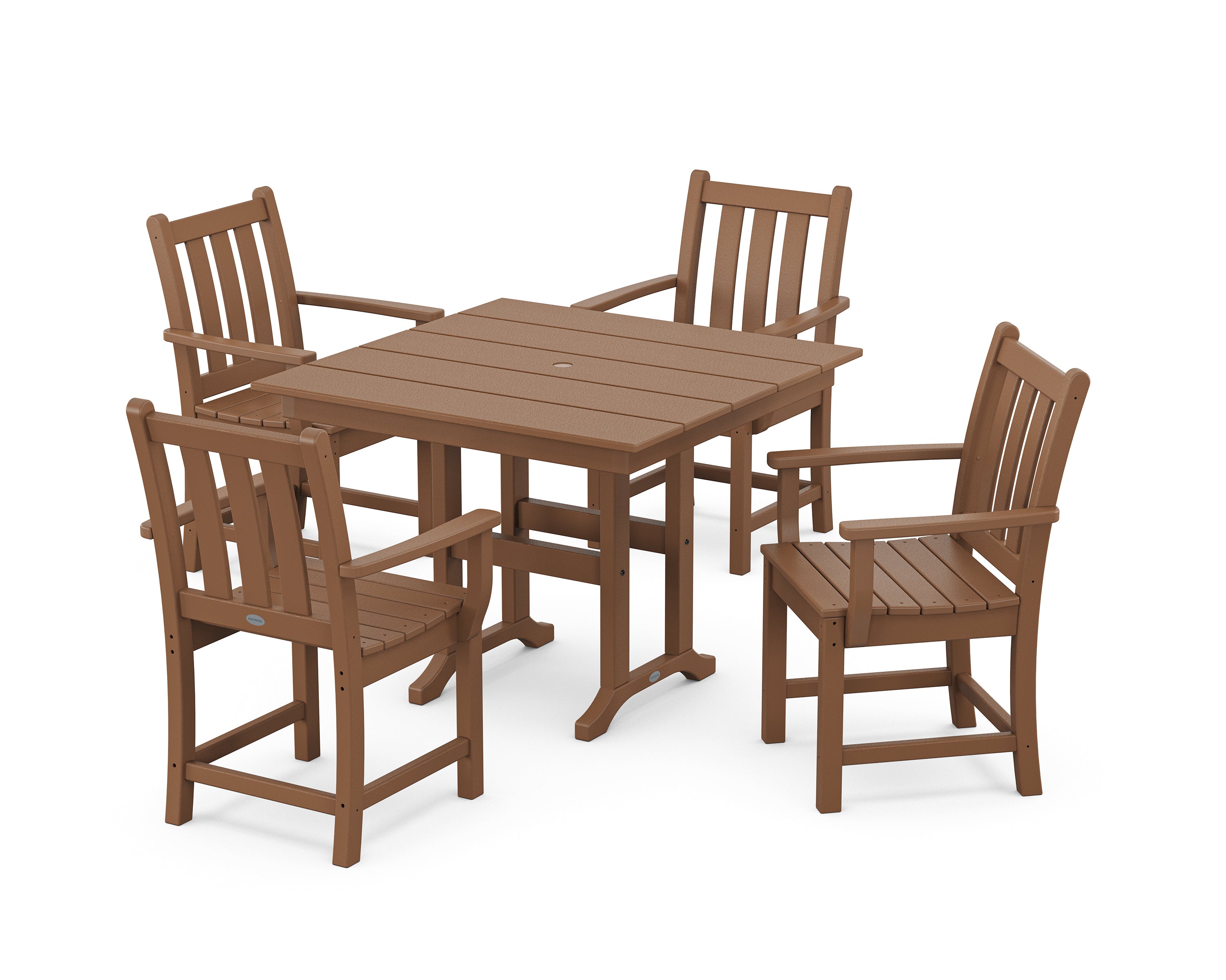 POLYWOOD Traditional Garden 5-Piece Farmhouse Dining Set in Teak