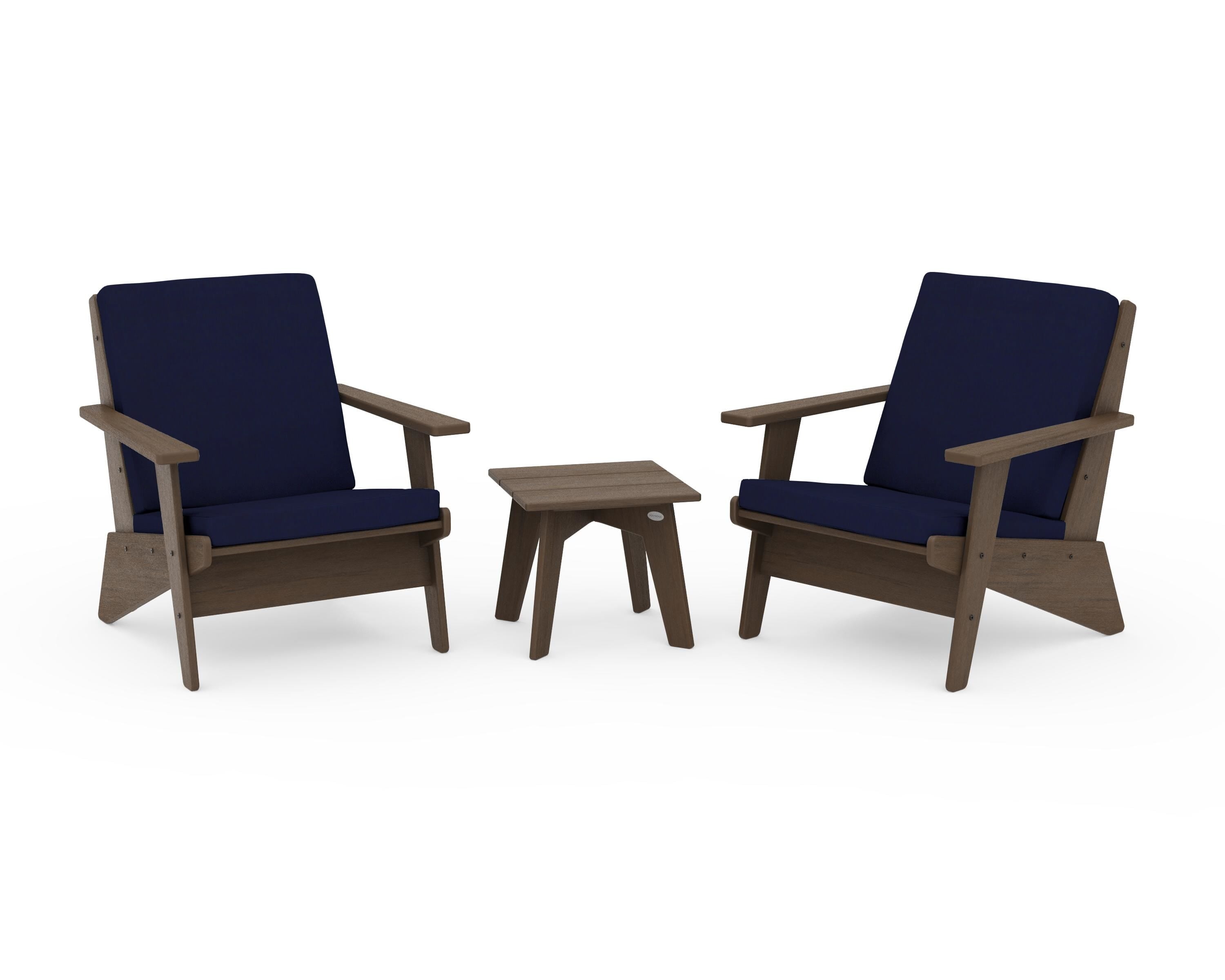 POLYWOOD Riviera Modern Lounge 3-Piece Set in Kona / Navy