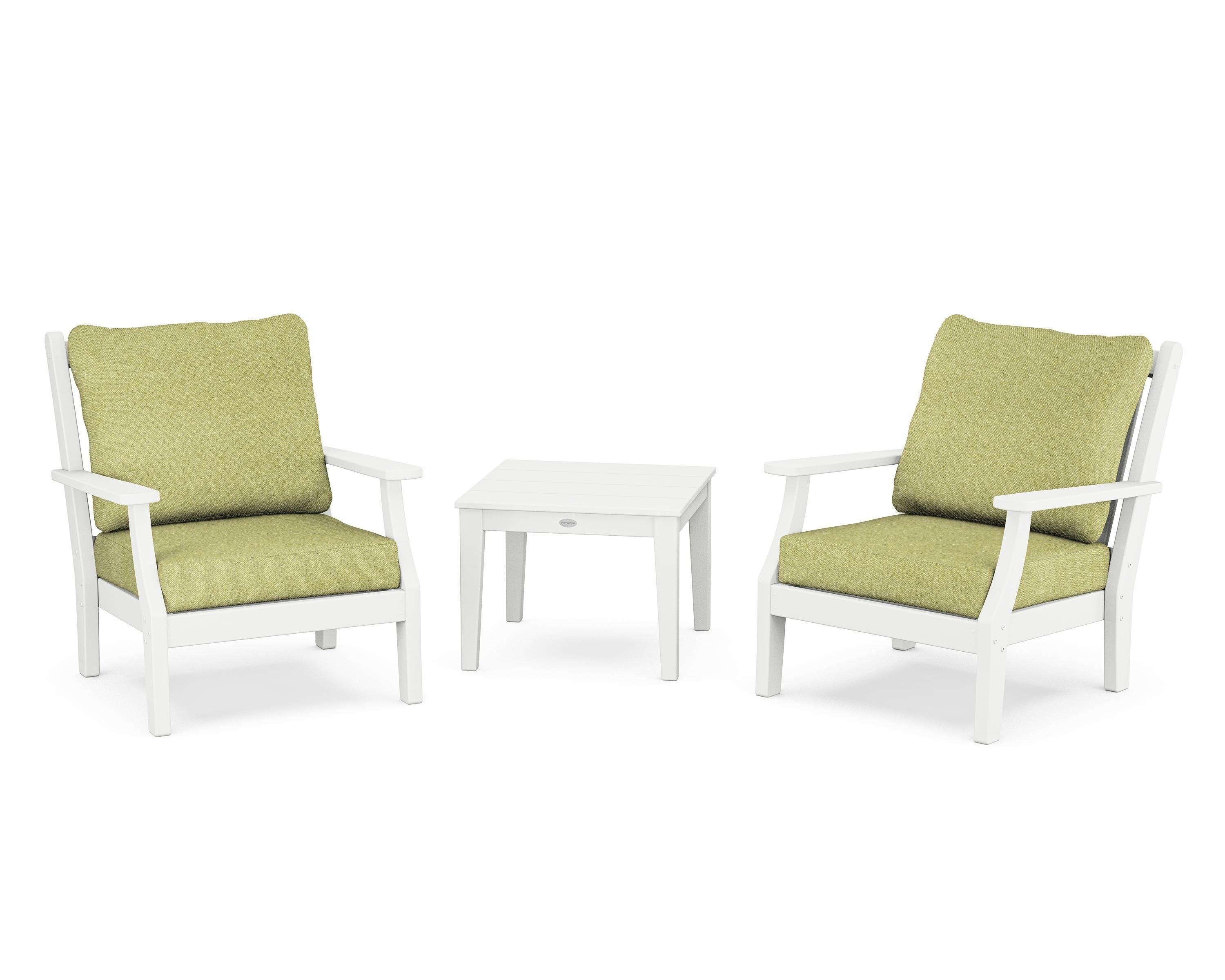 Country Living Wovendale 3-Piece Deep Seating Set in White / Chartreuse Boucle