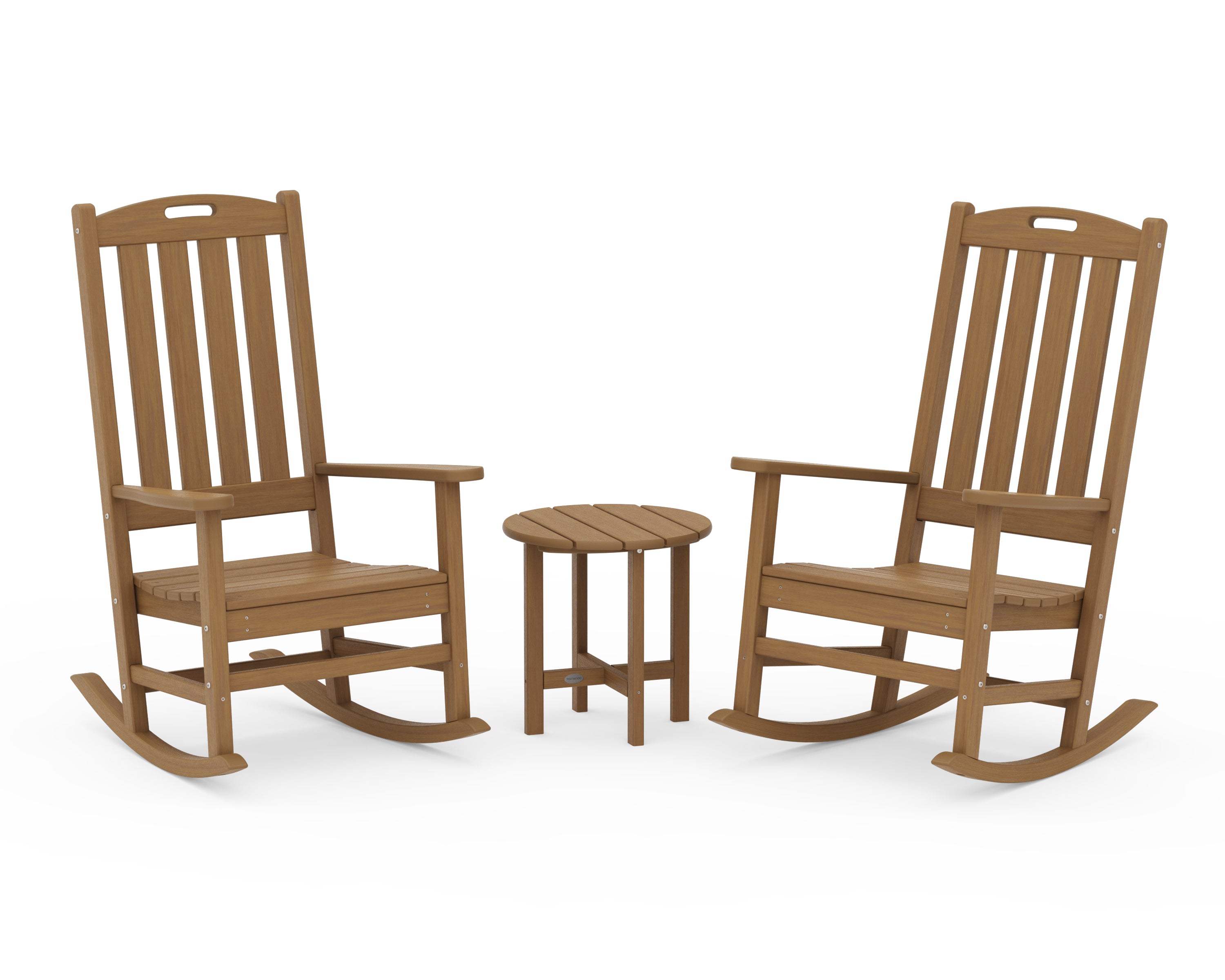 POLYWOOD Nautical 3-Piece Porch Rocking Chair Set in Natural
