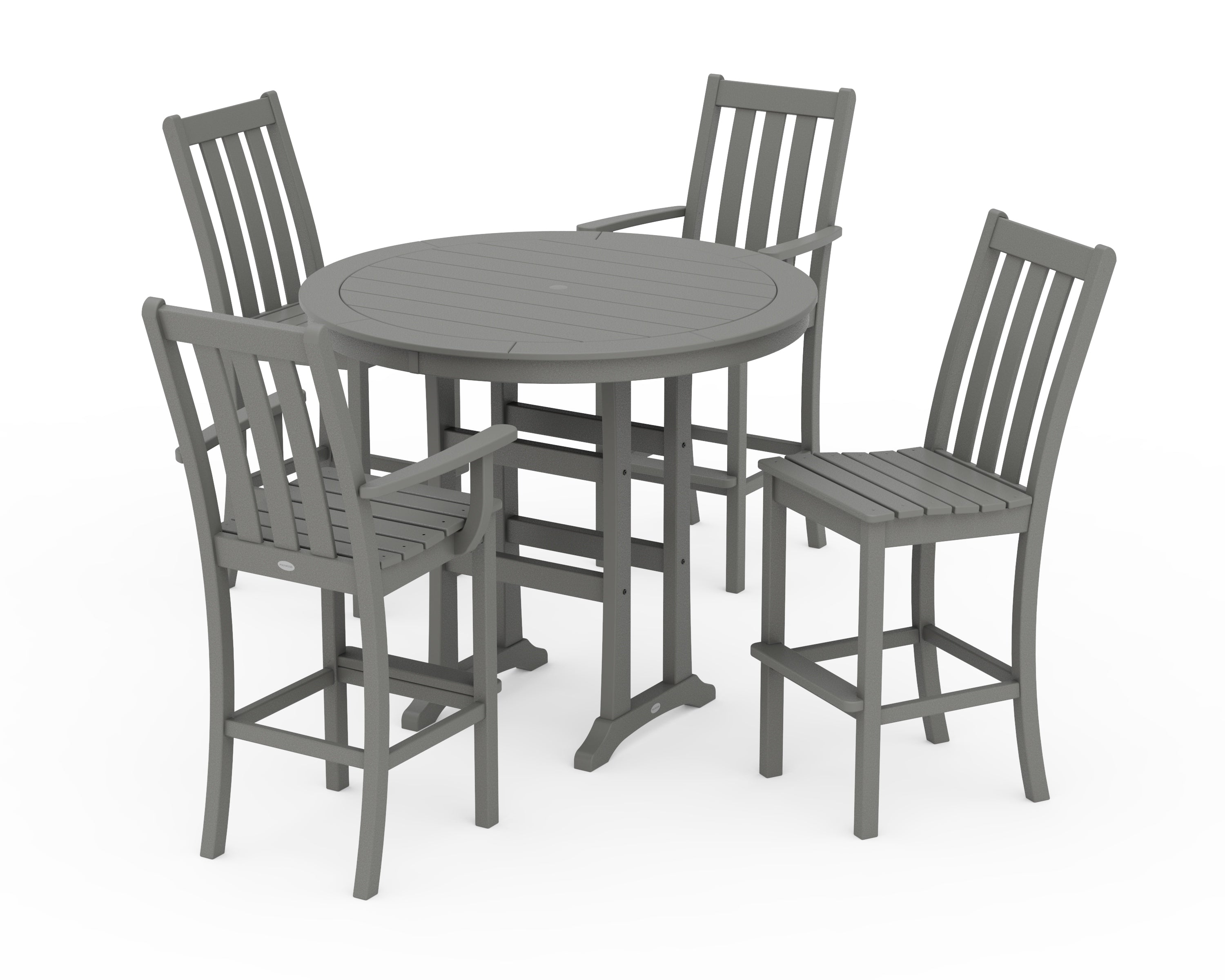 POLYWOOD Vineyard 5-Piece Nautical Trestle Bar Set in Slate Grey