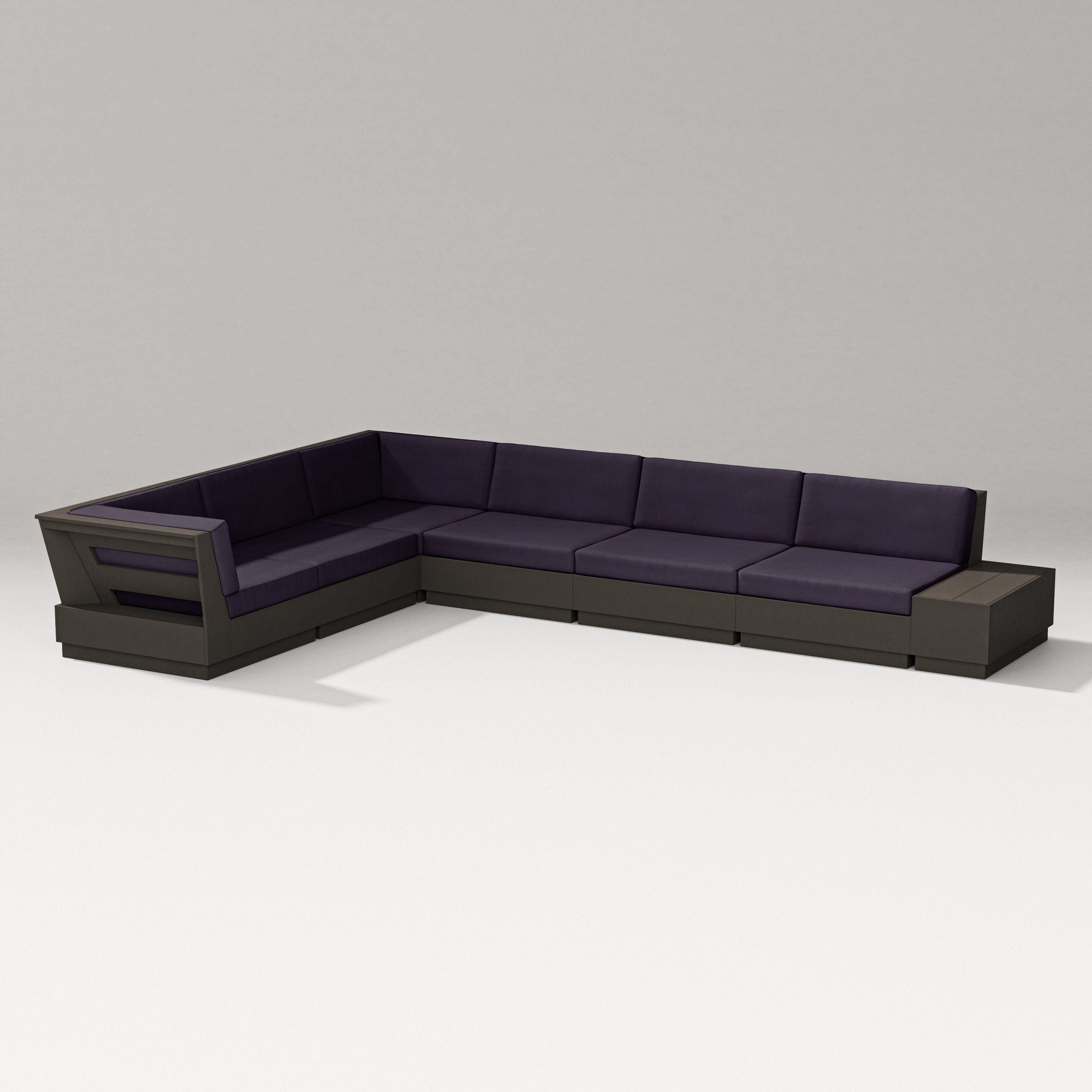 PW Designer Series Elevate 7-Piece Corner Sectional in Vintage Coffee / Navy Linen