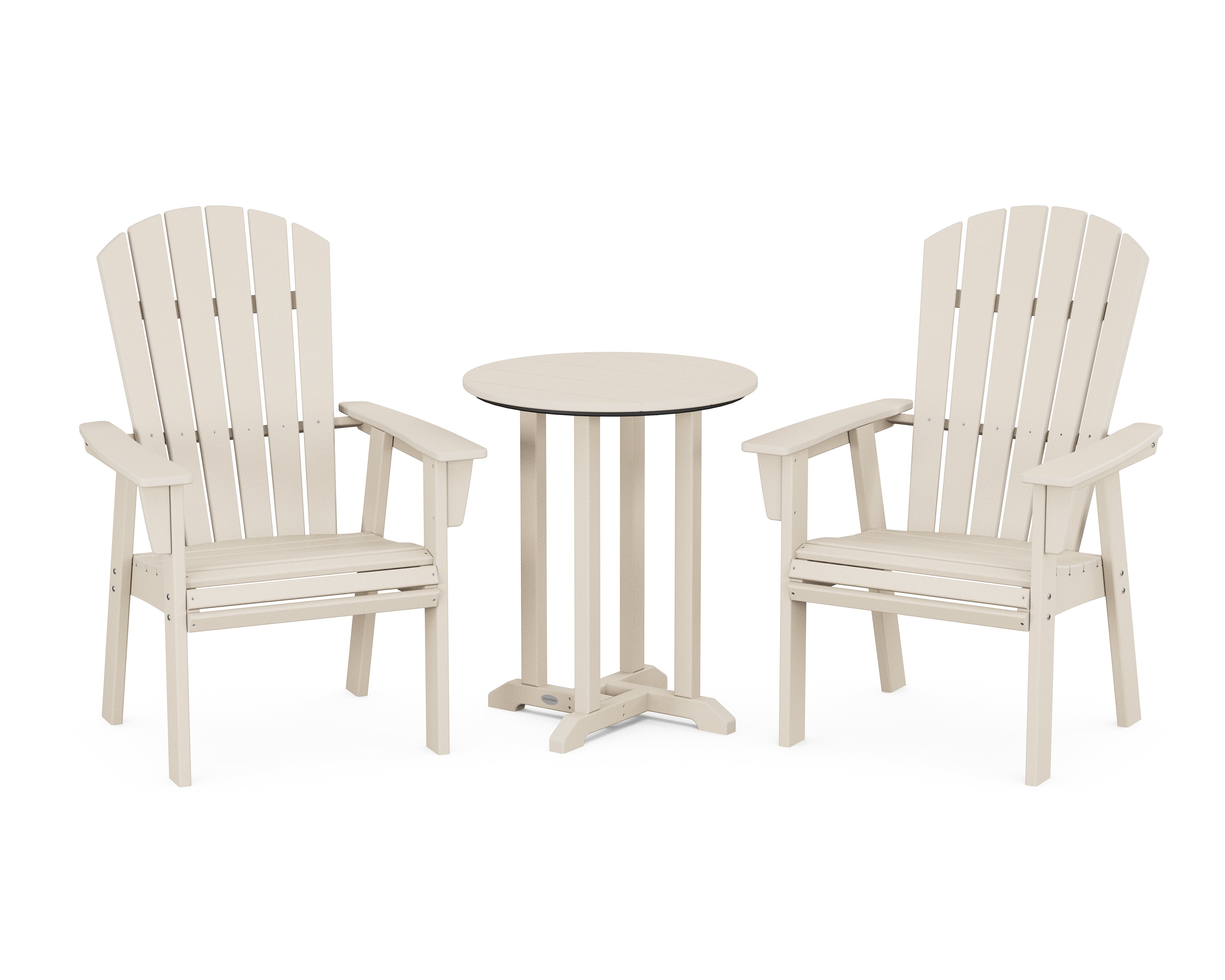 POLYWOOD Nautical Adirondack 3-Piece Round Bistro Dining Set in Sand