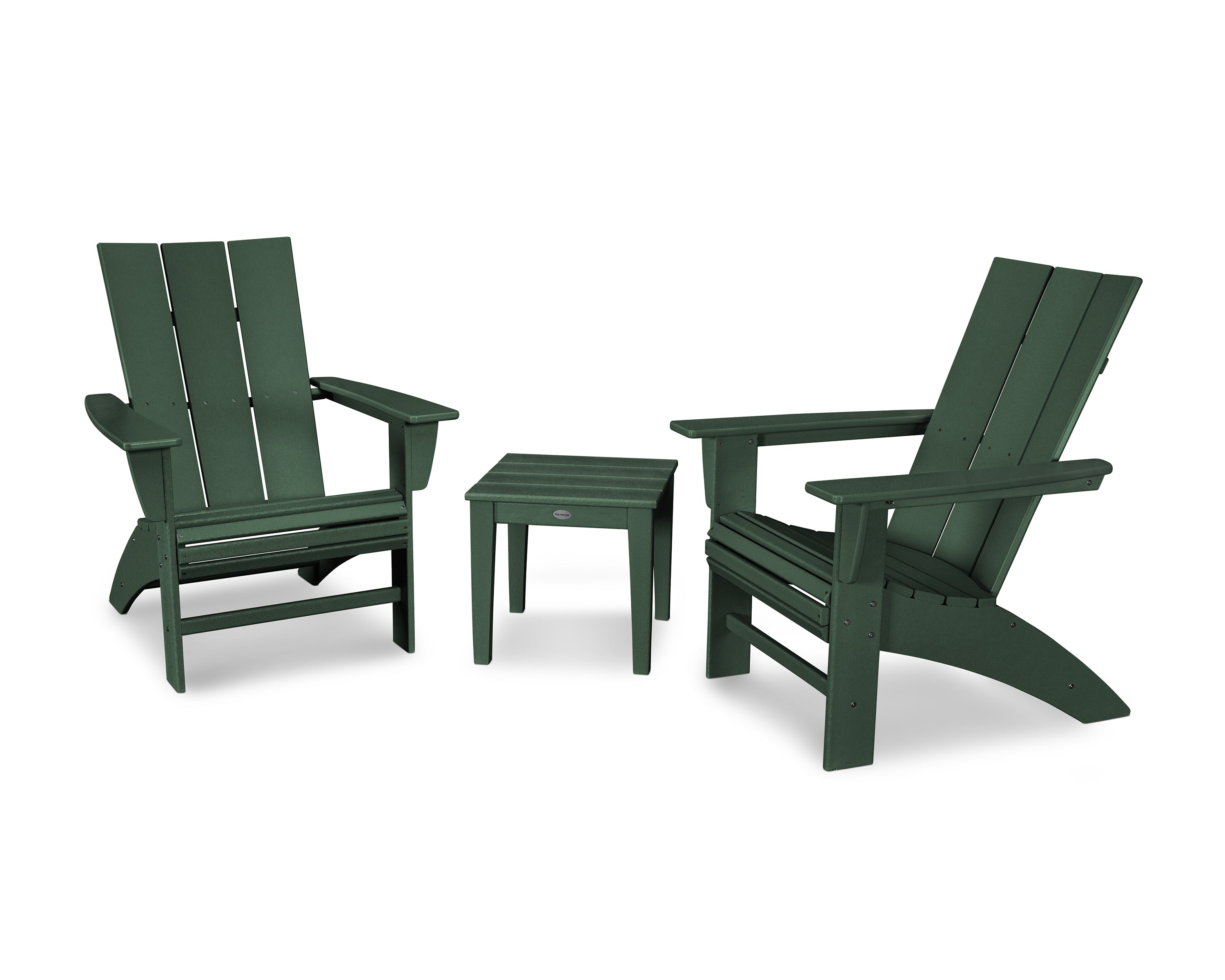 POLYWOOD Modern 3-Piece Curveback Adirondack Set in Green
