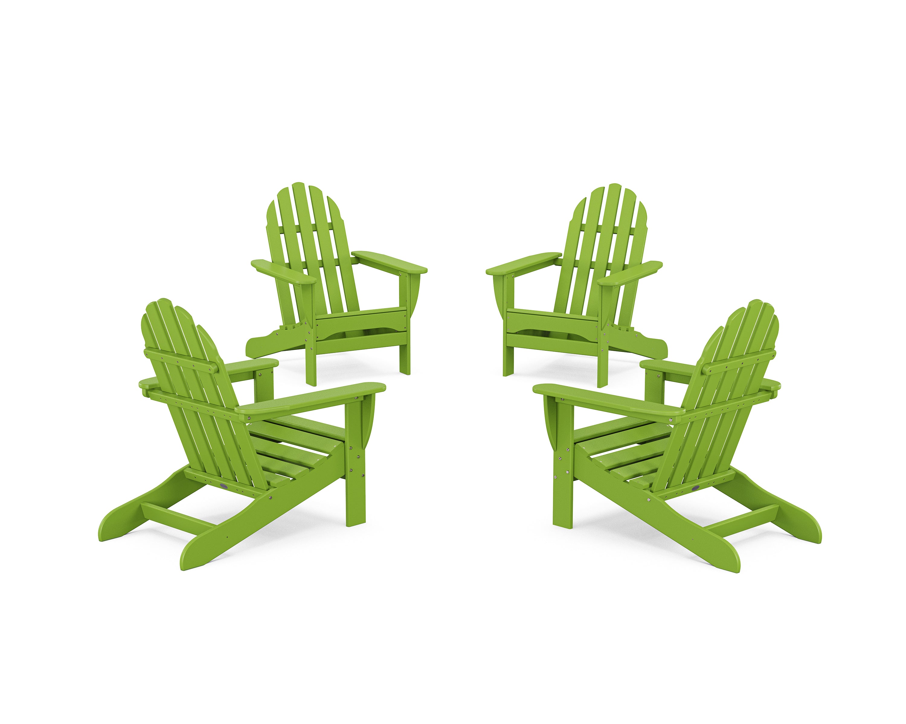 POLYWOOD 4-Piece Classic Adirondack Conversation Set in Lime