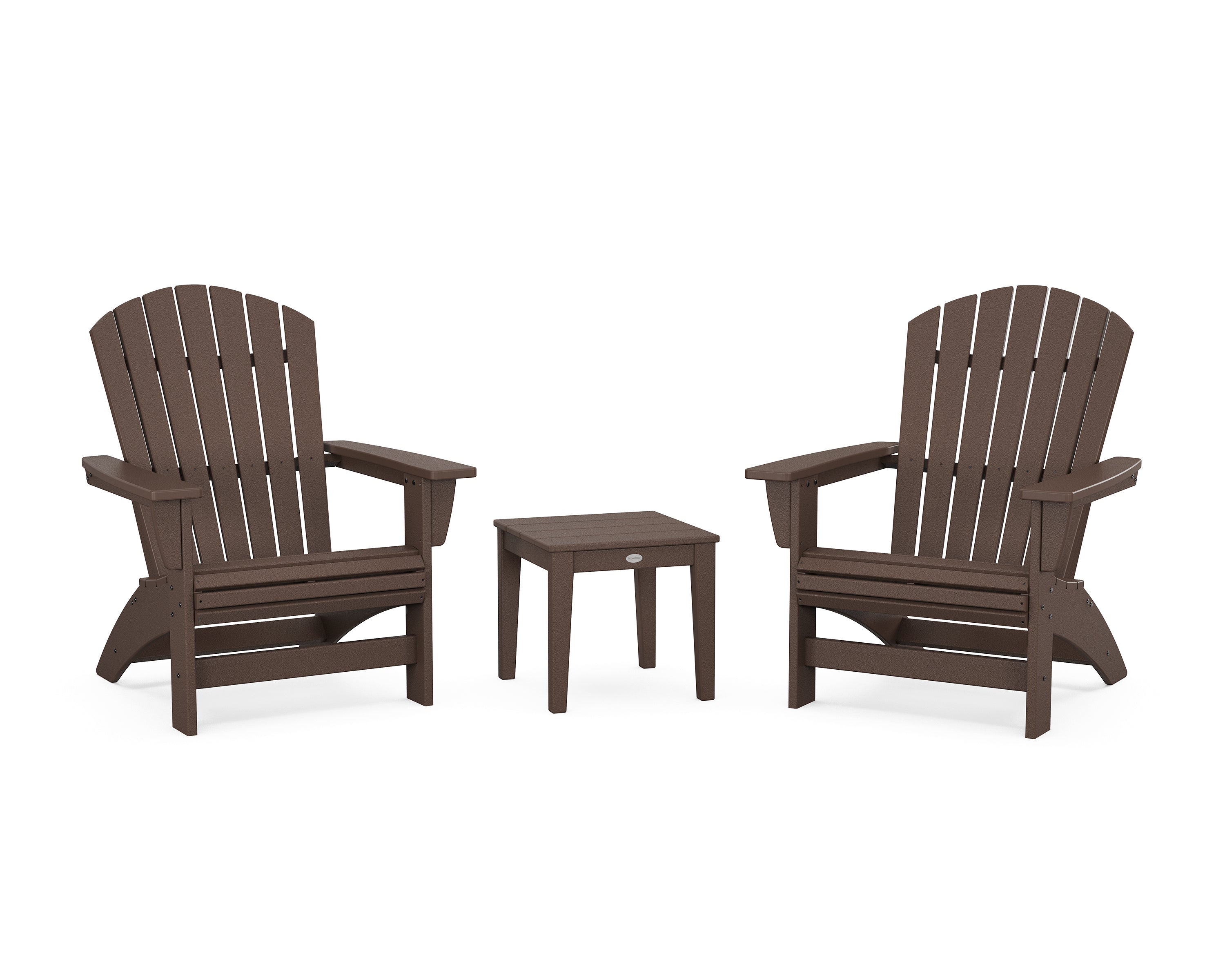 POLYWOOD 3-Piece Nautical Grand Adirondack Set in Mahogany