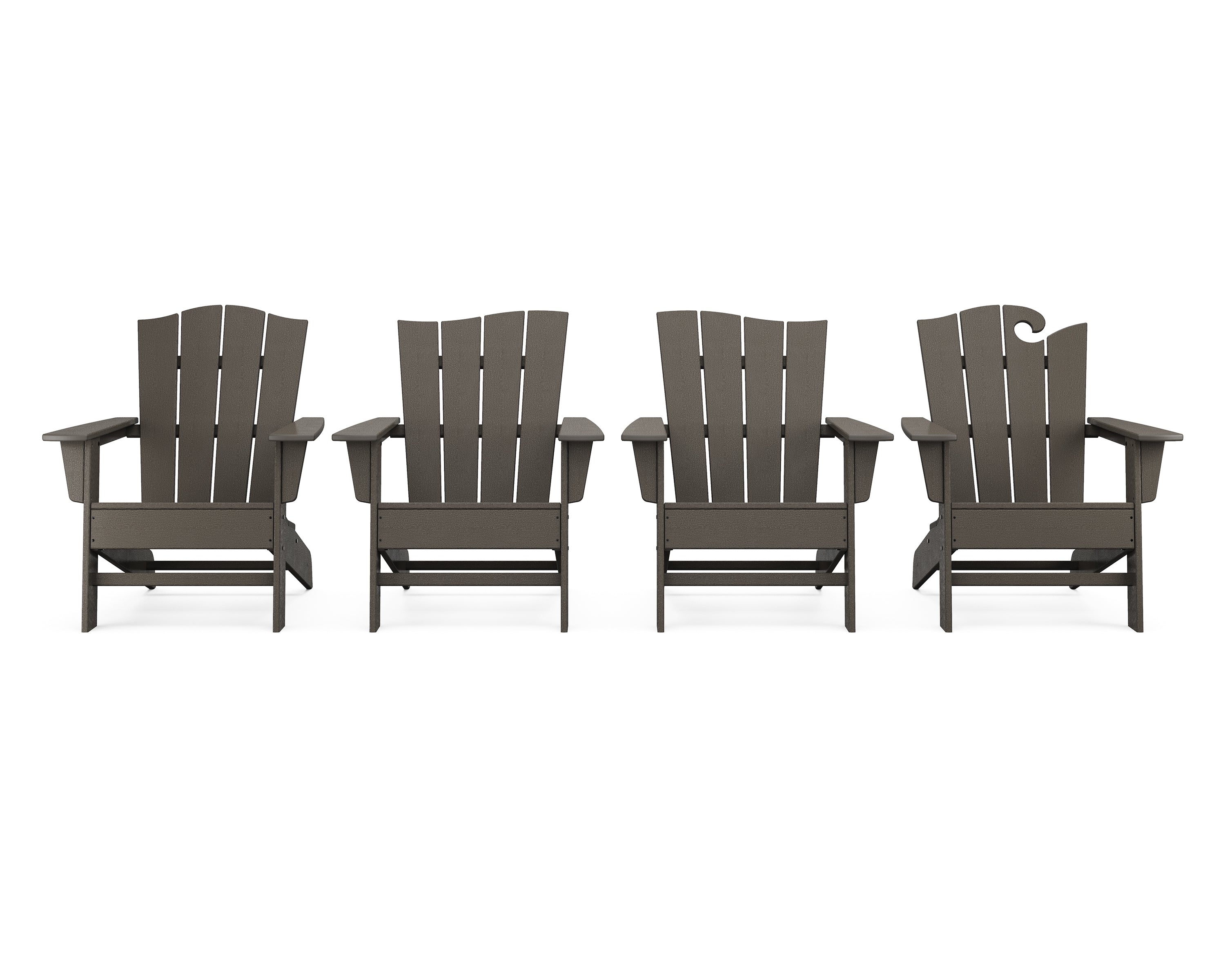 POLYWOOD® Wave Collection 4-Piece Adirondack Chair Set in Vintage Coffee