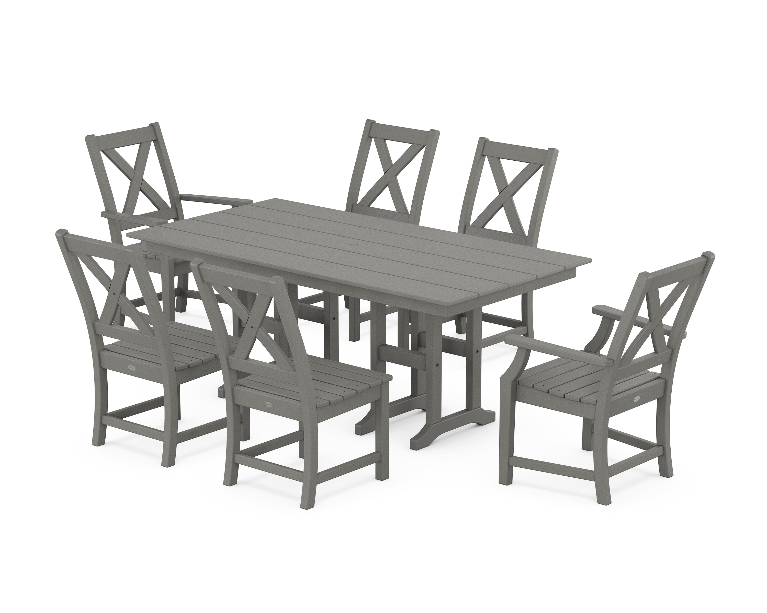 POLYWOOD Braxton 7-Piece Farmhouse Dining Set in Slate Grey