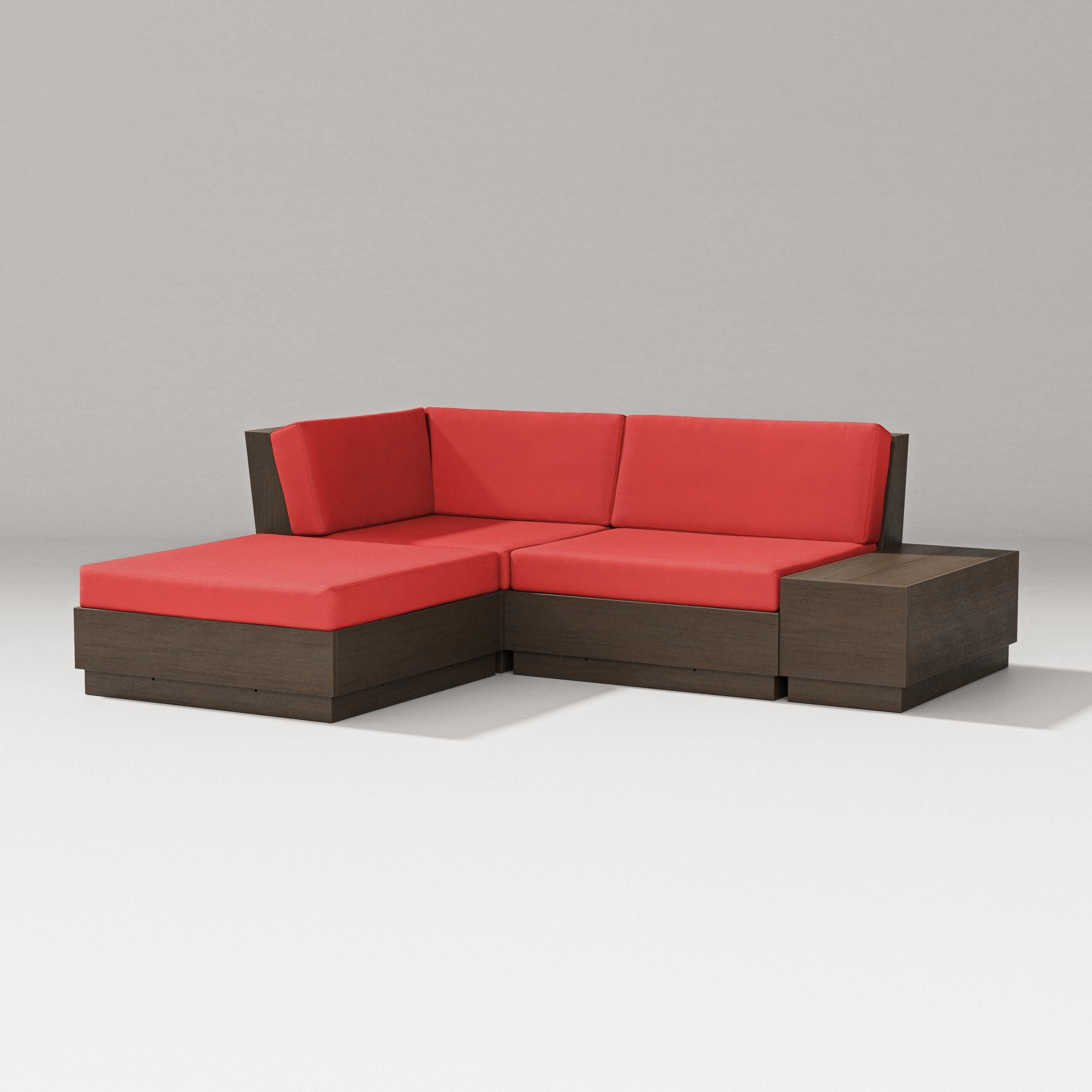 PW Designer Series Elevate Loveseat Sectional with Chaise in Kona / Crimson Linen