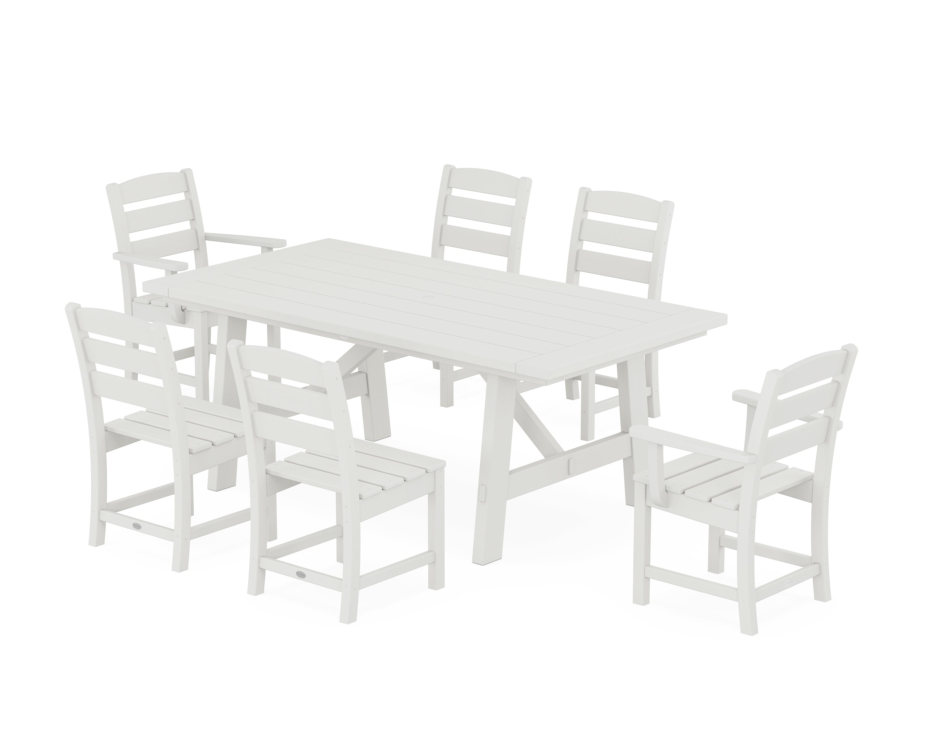 POLYWOOD Lakeside 7-Piece Rustic Farmhouse Dining Set in Vintage White