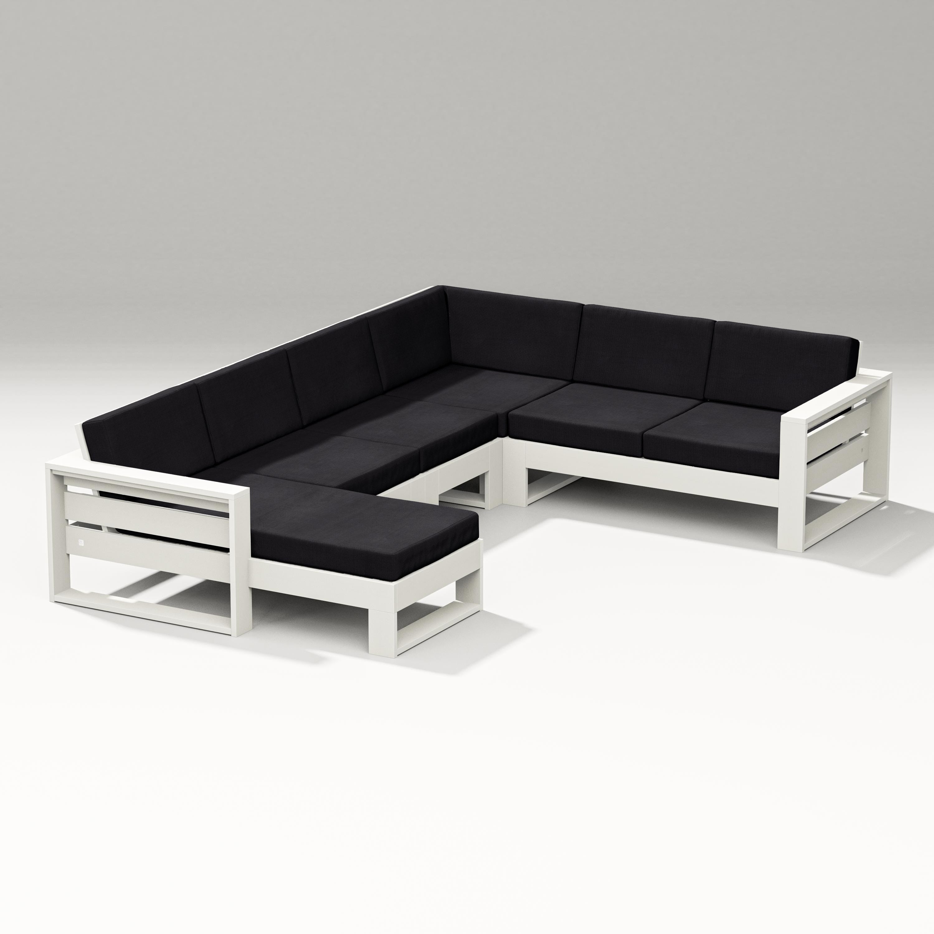 PW Designer Series Latitude Corner Sectional with Left Chaise in Vintage White / Midnight Linen
