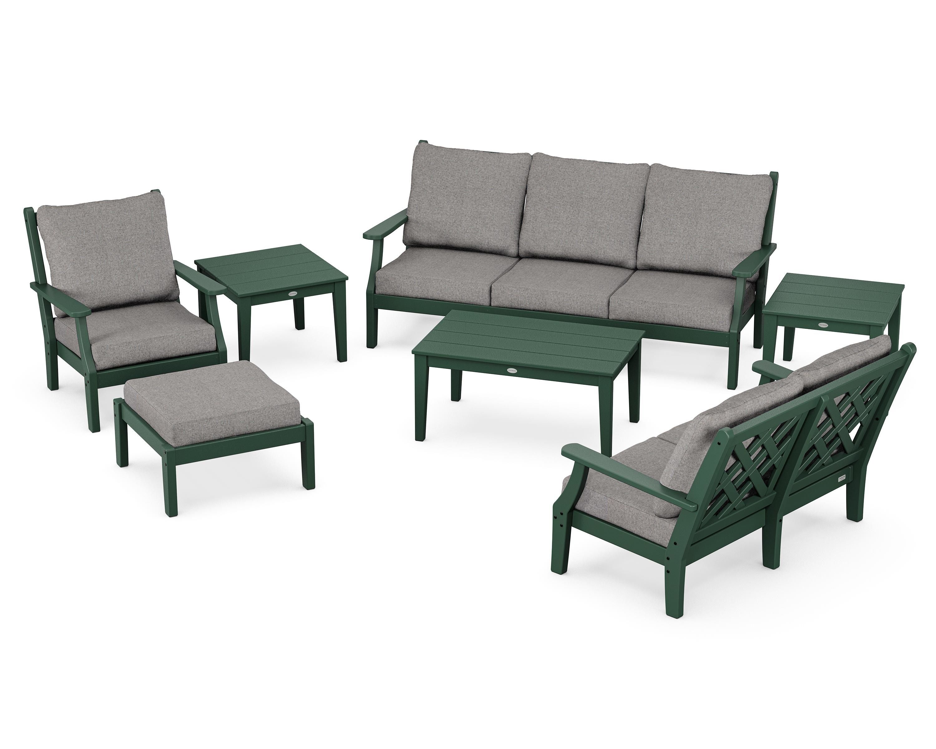 Country Living Wovendale 7-Piece Deep Seating Set in Green / Grey Mist