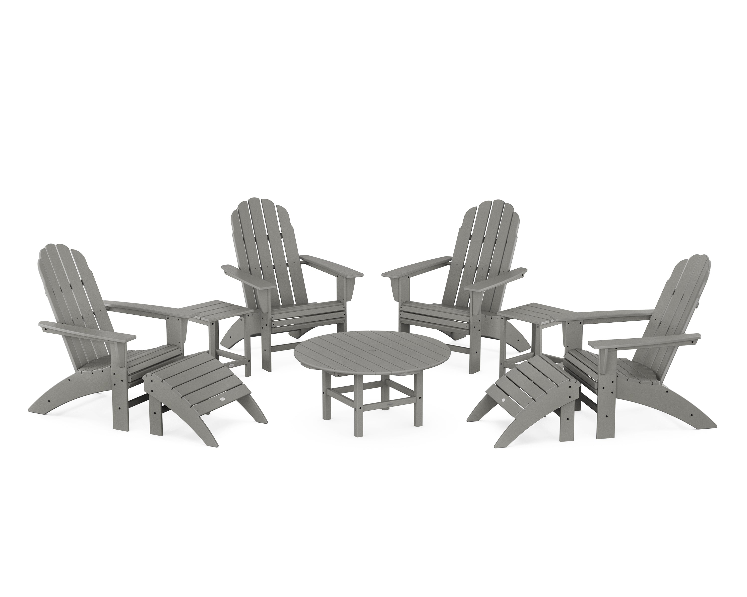 POLYWOOD® Vineyard Curveback Adirondack Chair 9-Piece Conversation Set in Slate Grey